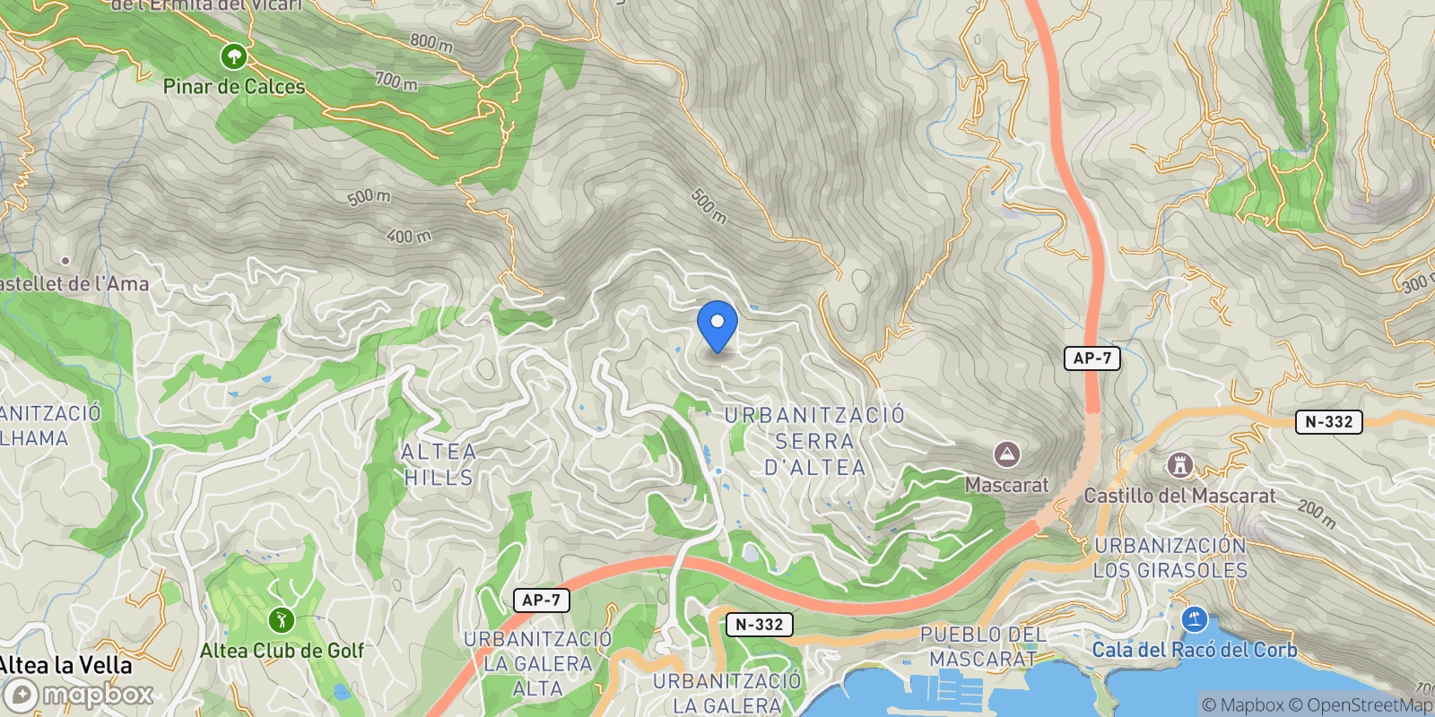Map showing Altea, Alicante, Altea, Altea Hills, Altea, Valencian Community.