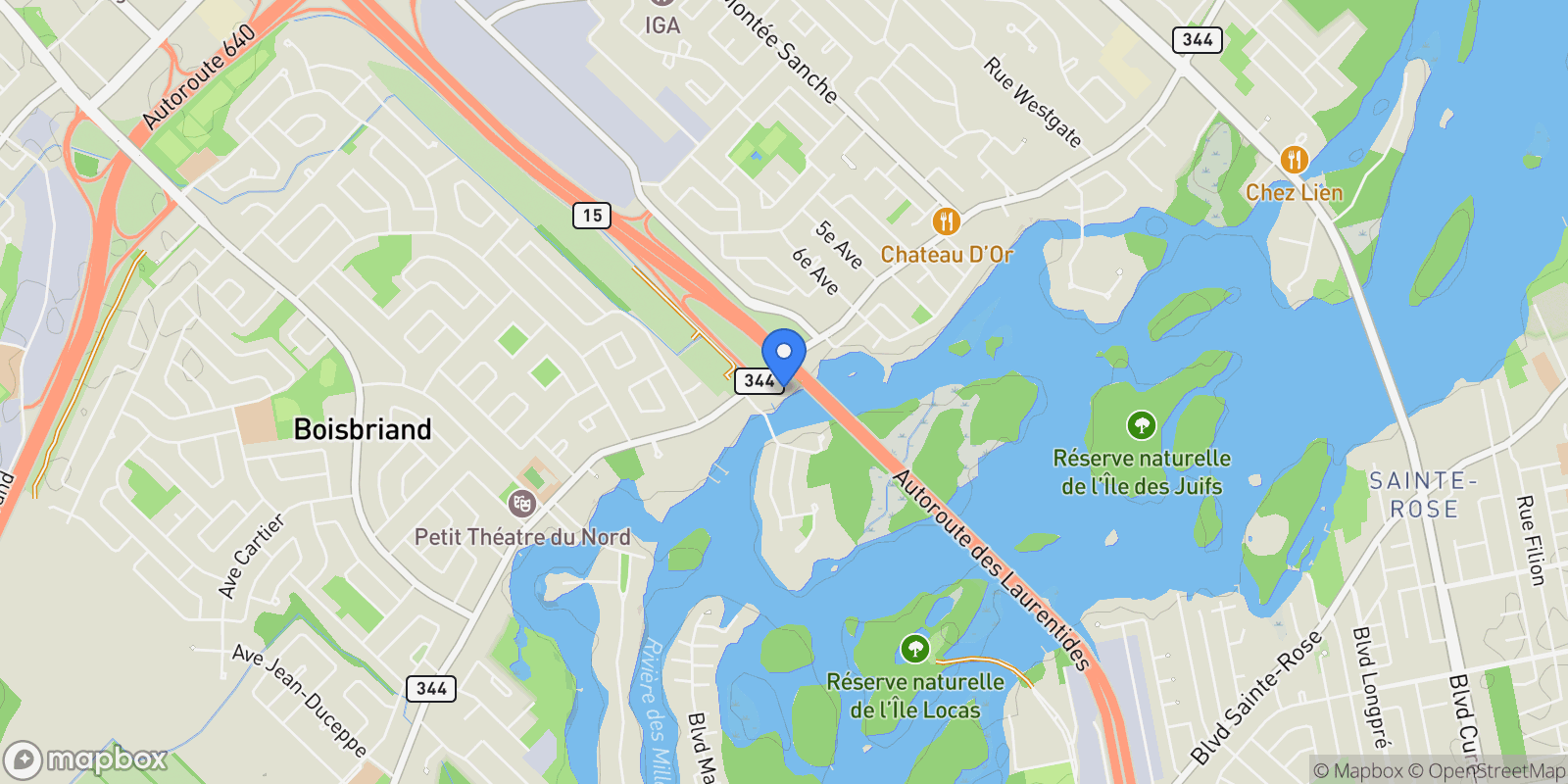 Map showing 150 Ch. de la Grande-Côte, Apt. 503, Boisbriand, QC J7G0B2, Boisbriand, Quebec, Canada.