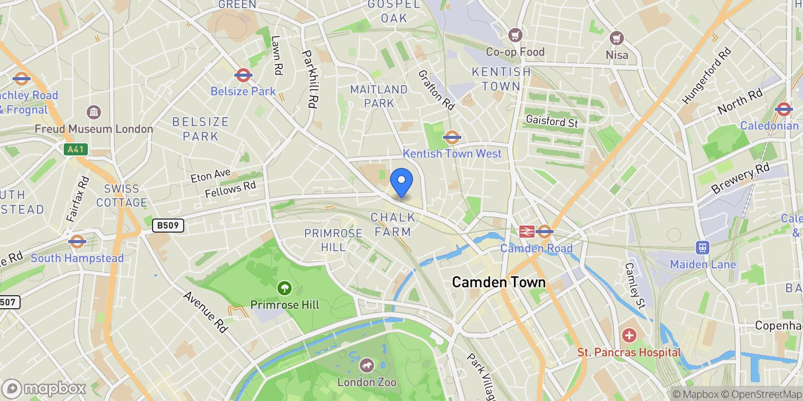 Map showing Chappell Lofts, 10a Belmont Street, Camden, NW1 8HH, London, England, United Kingdom.