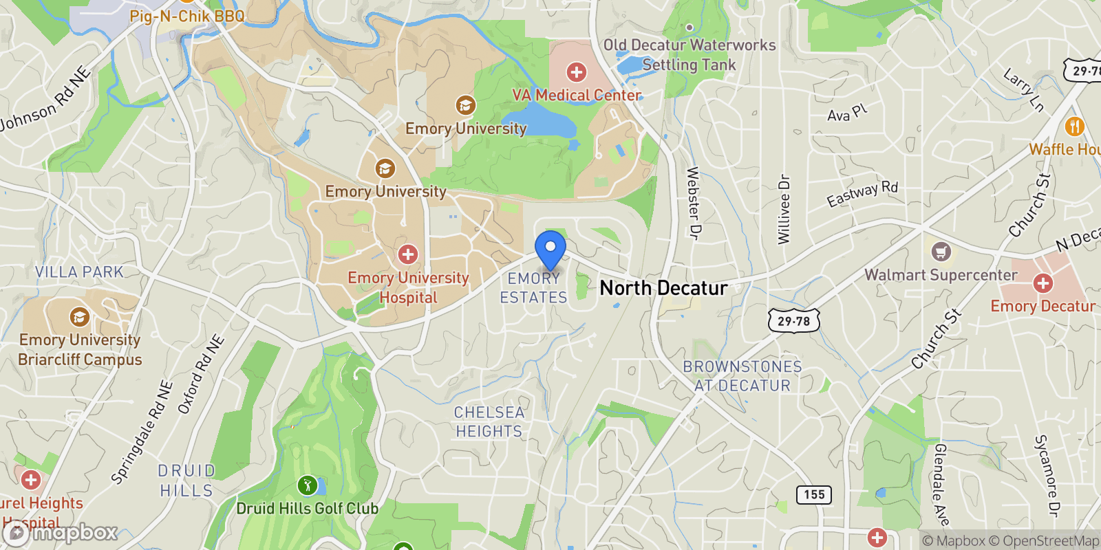 Map showing 519 Durand Drive NE, Atlanta, GA 30307, Atlanta, Georgia, United States.