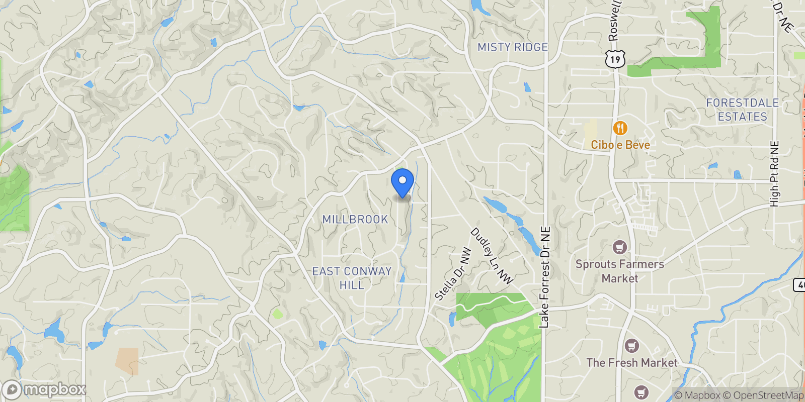 Map showing 4745 East Conway Drive NW, Atlanta, GA 30327-3536, Atlanta, Georgia, United States.