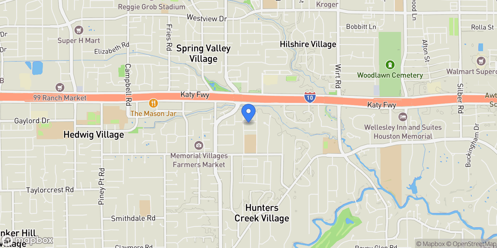Map showing 10611 Tarrington Drive, Houston, Texas, United States.