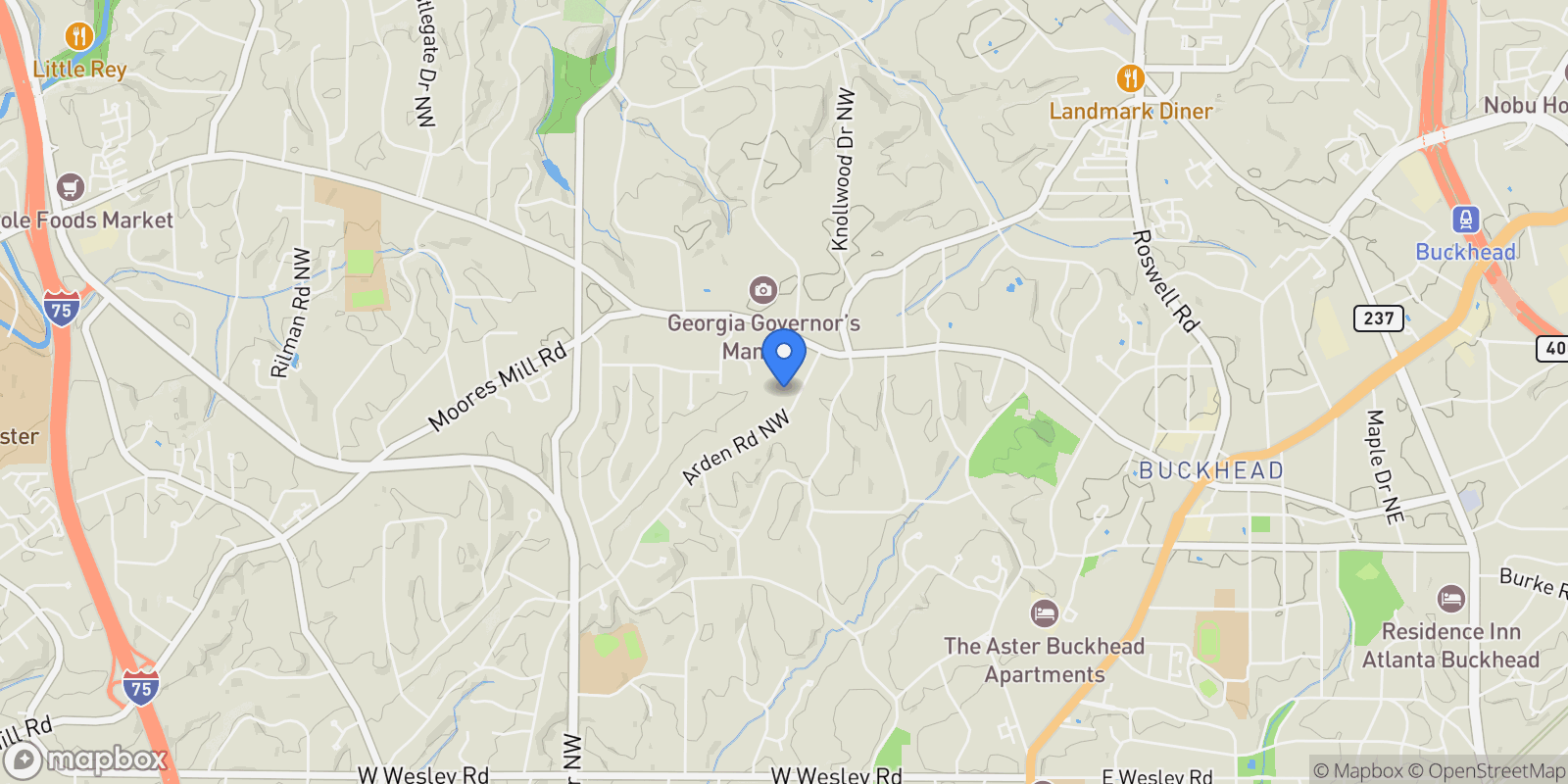 Map showing 3212 Arden Road NW, Atlanta, GA 30305-1919, Atlanta, Georgia, United States.