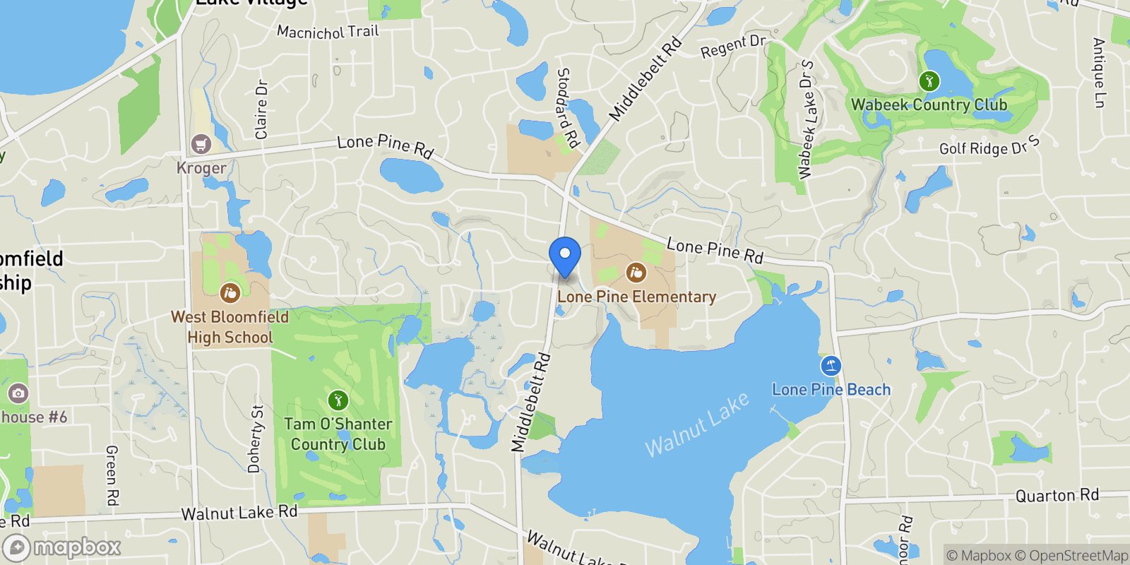 Map showing 4670 COVE Road, West Bloomfield Twp, MI 48323, Orchard Lake Village, Michigan, United States.
