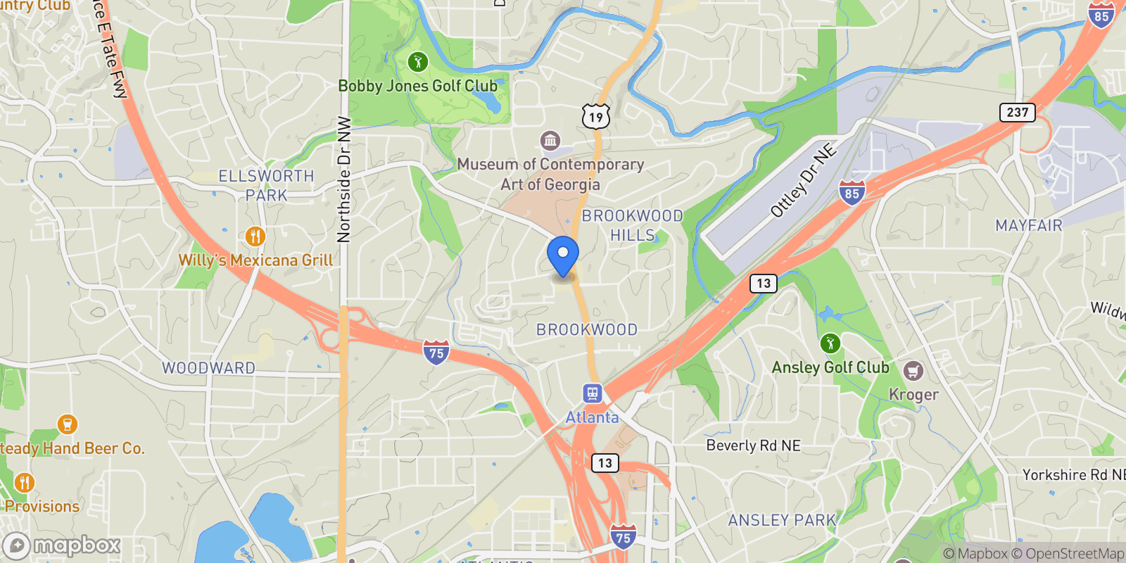 Map showing 1820 Peachtree Street NW No. 914, Atlanta, GA 30309-1899, Atlanta, Georgia, United States.