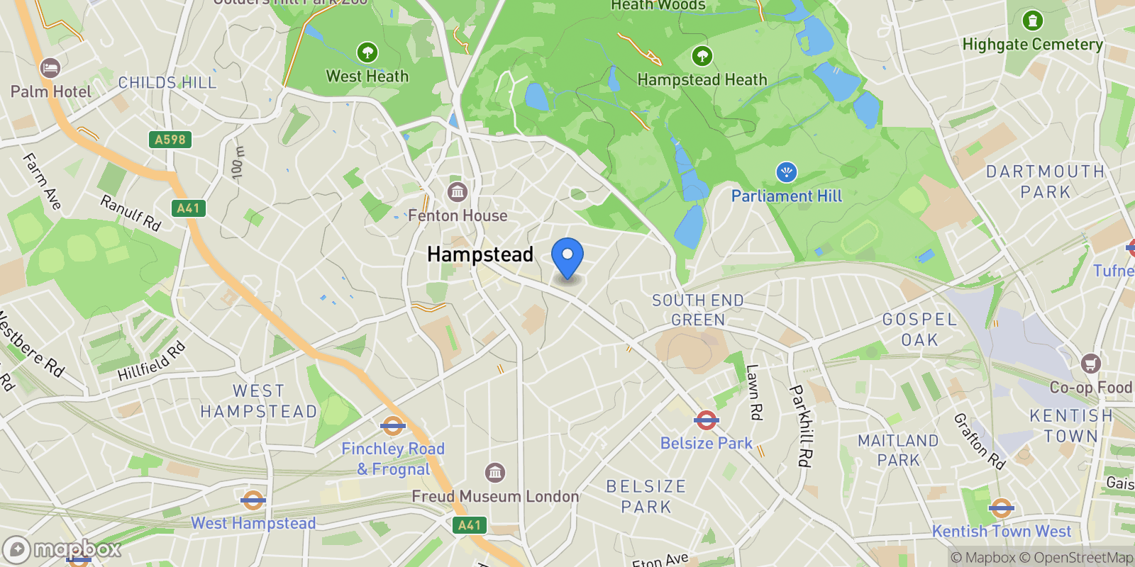 Map showing Kemplay Road, Hampstead Village, London, NW3 1SY, London, United Kingdom.
