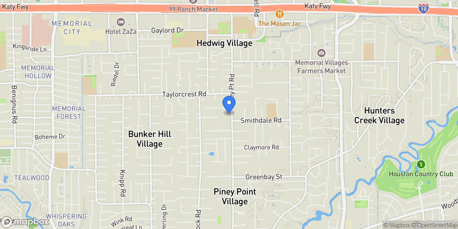 Map showing 625 Piney Point Road, Houston, Texas, United States.