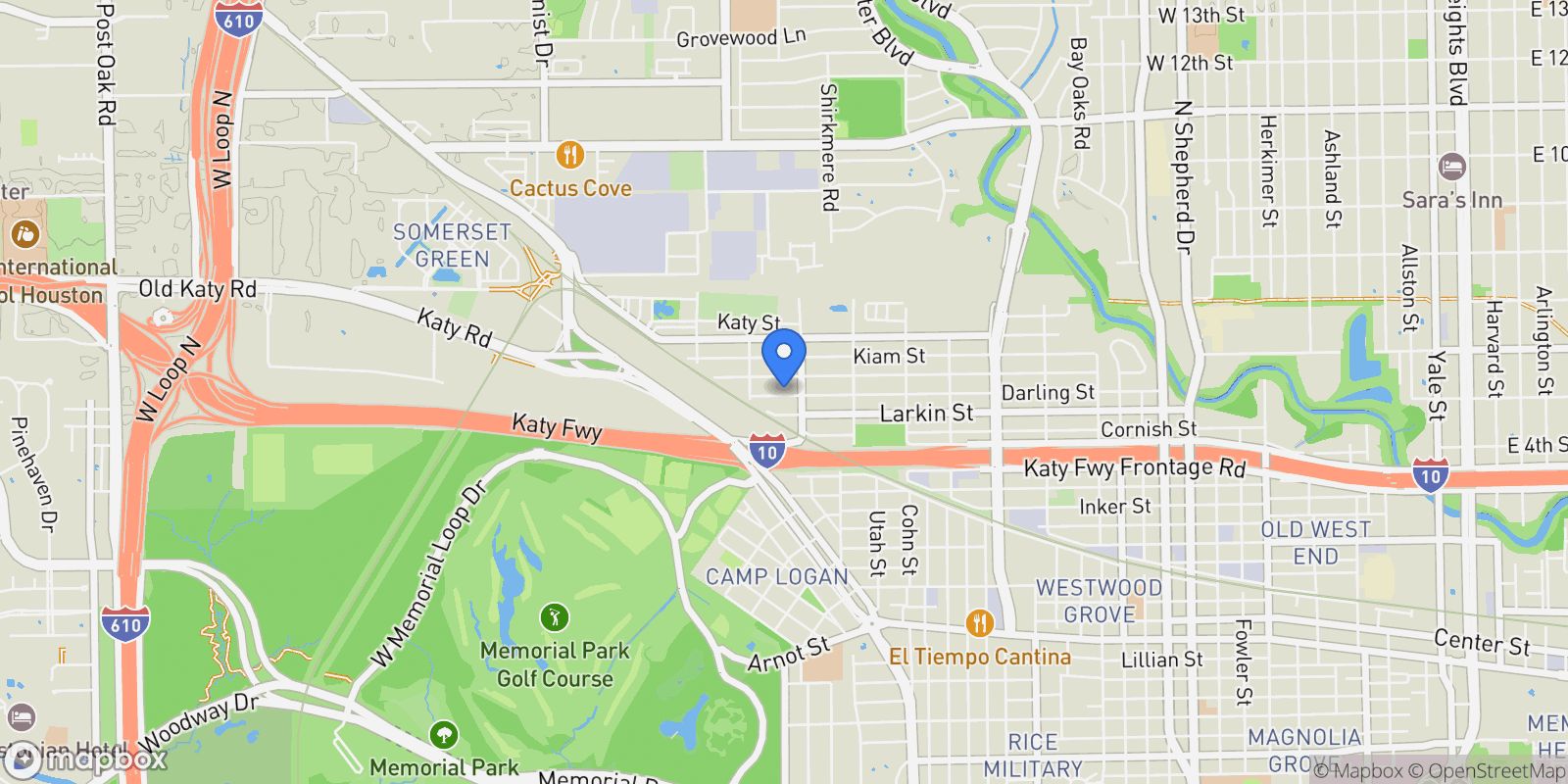 Map showing 5820 Darling Street, Houston, Texas, United States.