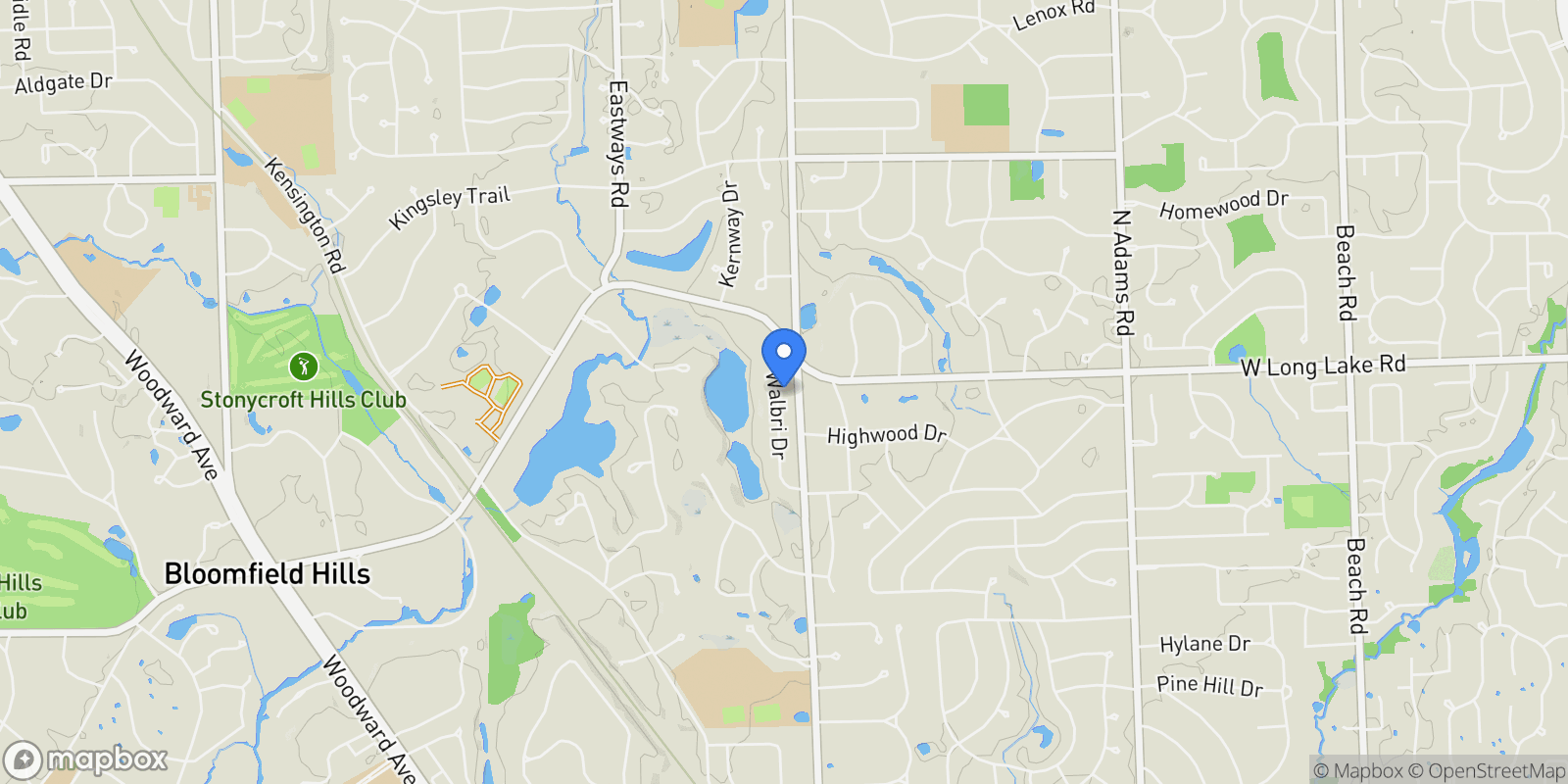 Map showing 3539 Walbri Dr., Bloomfield Hills, MI 48304, Bloomfield Hills, Michigan, United States.
