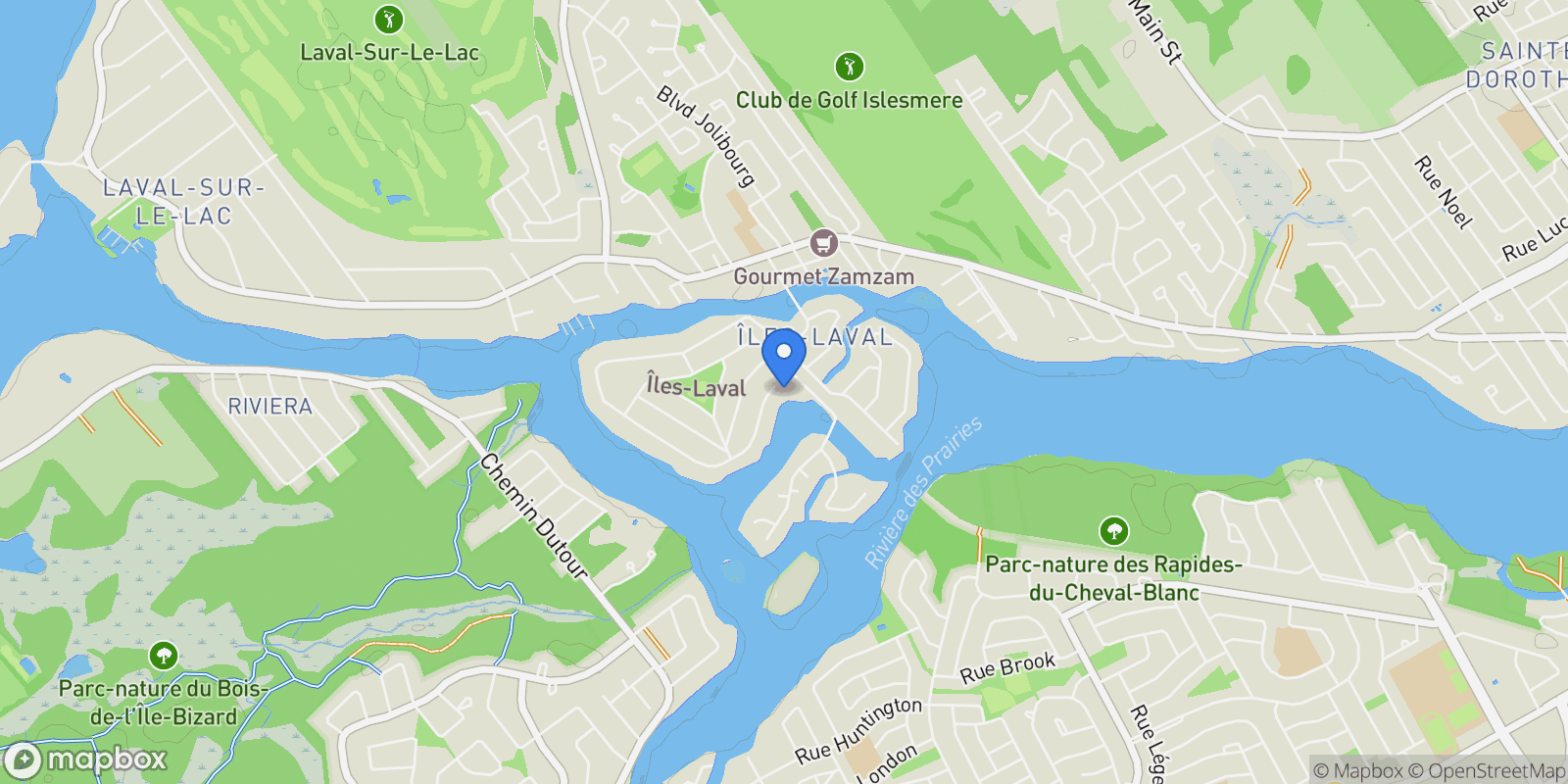Map showing 303 Ch. du Tour, Sainte-Dorothée, QC H7L1H3, Laval, Quebec, Canada.