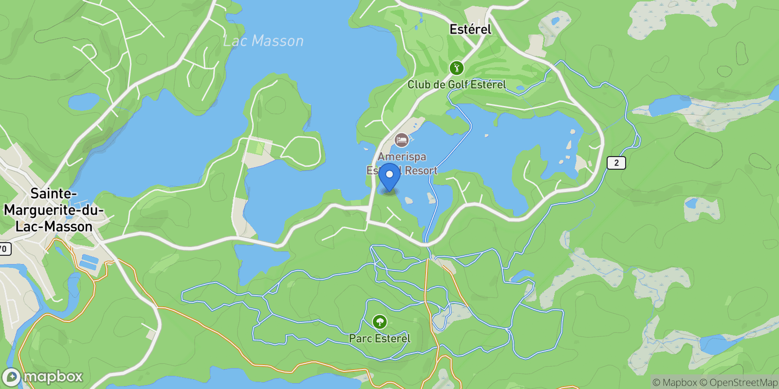Map showing 8 Place d'Artois, Estérel, QC J0T1E0, Estérel, Quebec, Canada.