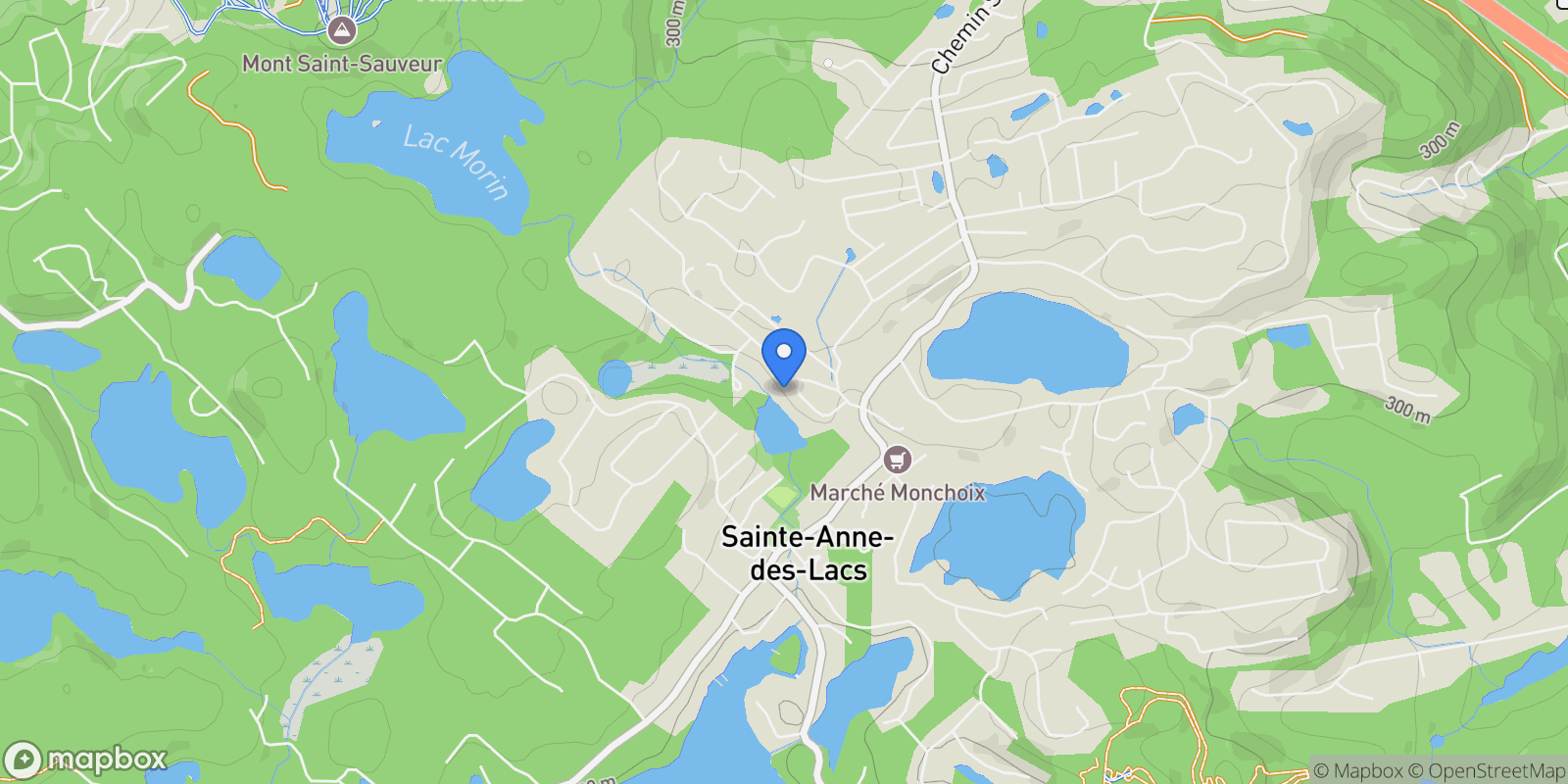 Map showing 1 Ch. des Érables, Sainte-Anne-des-Lacs, QC J0R1B0, Sainte-Anne-des-Lacs, Quebec, Canada.