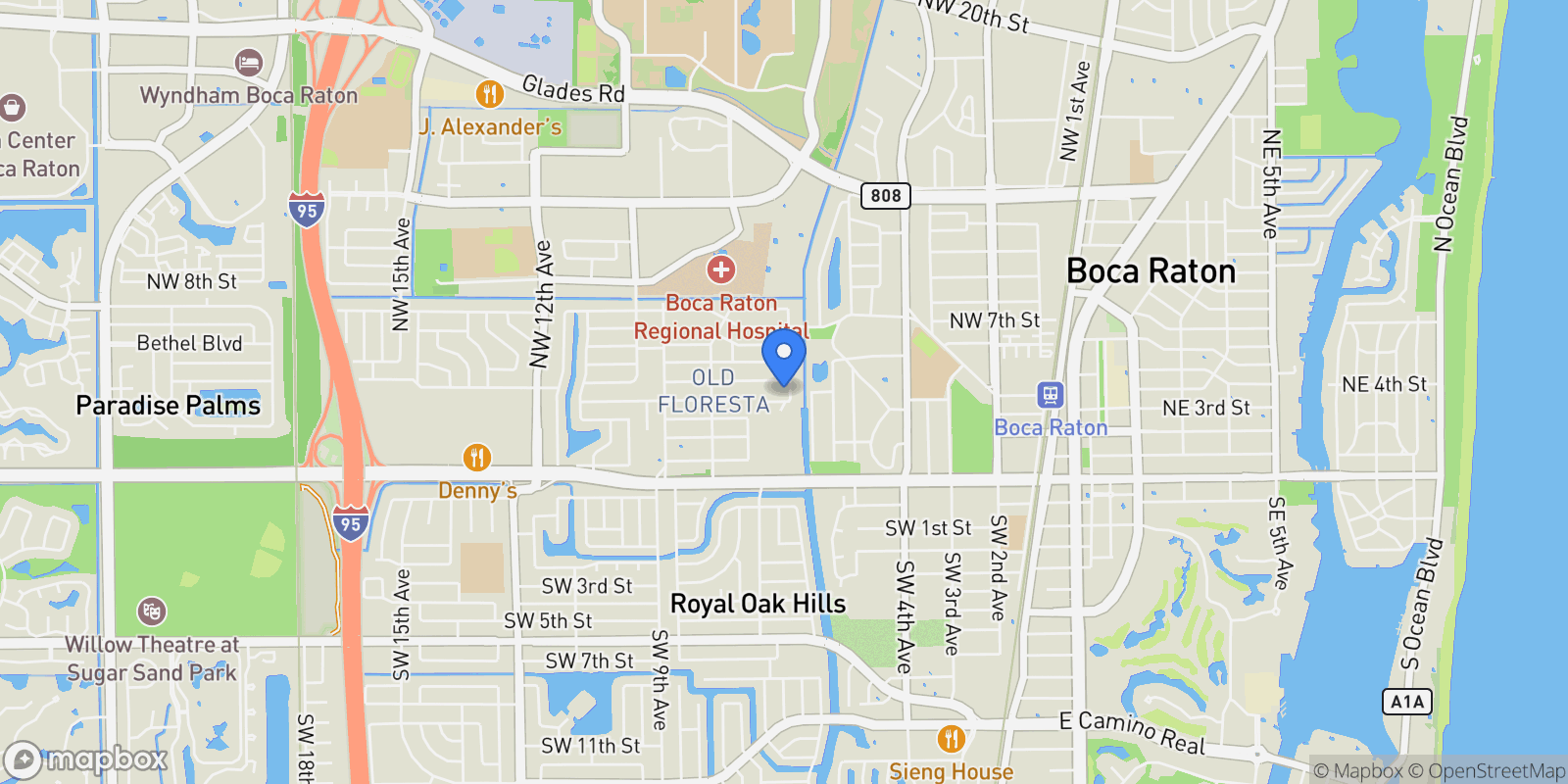 Map showing 451 NW 7th Avenue, Boca Raton, Florida, United States.
