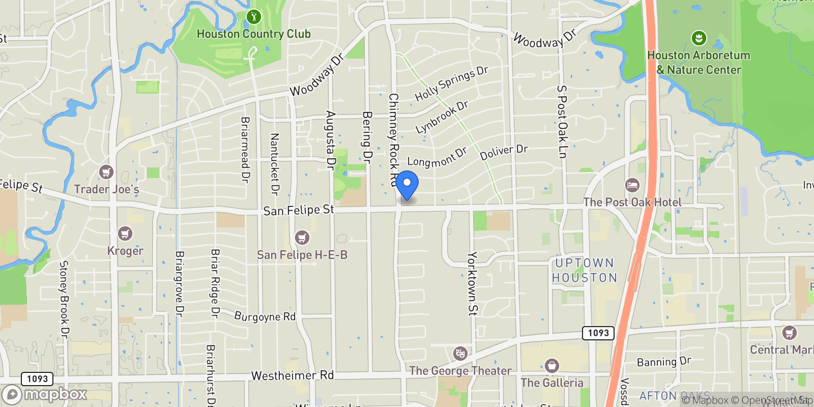 Map showing 5656 San Felipe Street, Houston, Texas, United States.