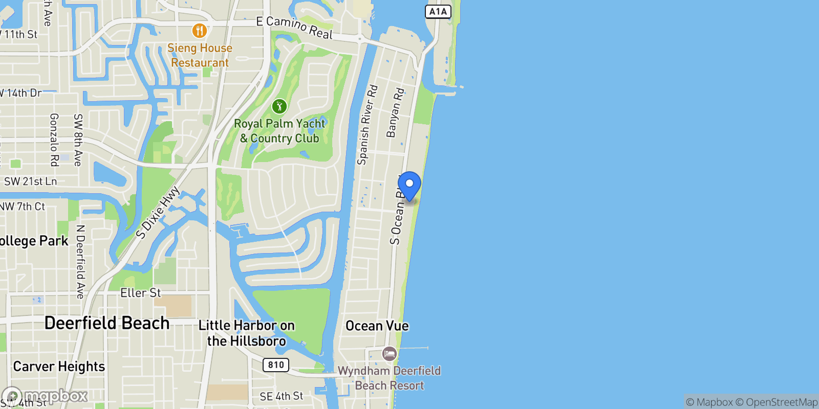 Map showing 2494 S Ocean Boulevard, Boca Raton, Florida, United States.
