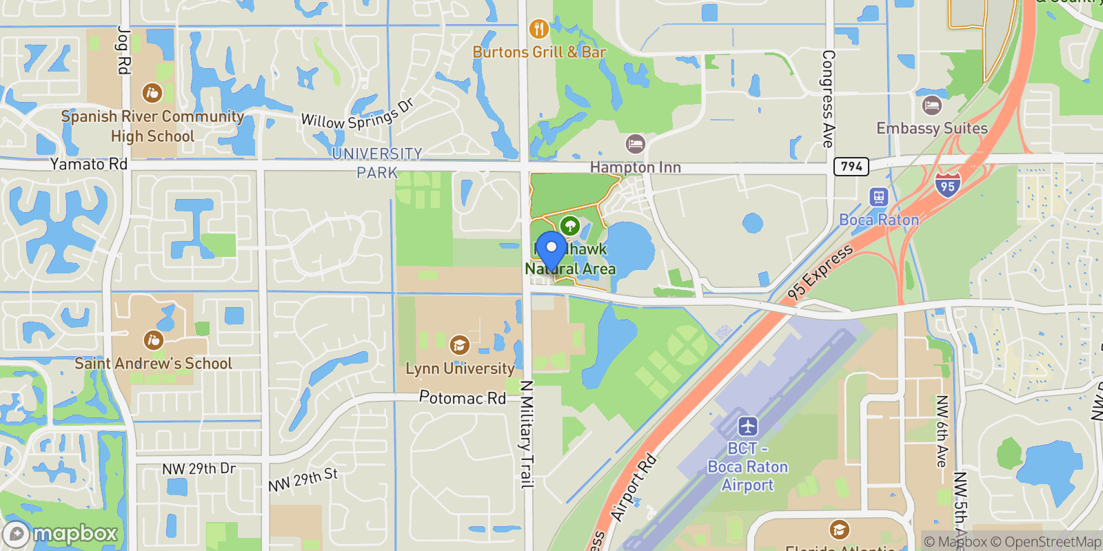 Map showing 4080 NW 17th Avenue, Boca Raton, Florida, United States.