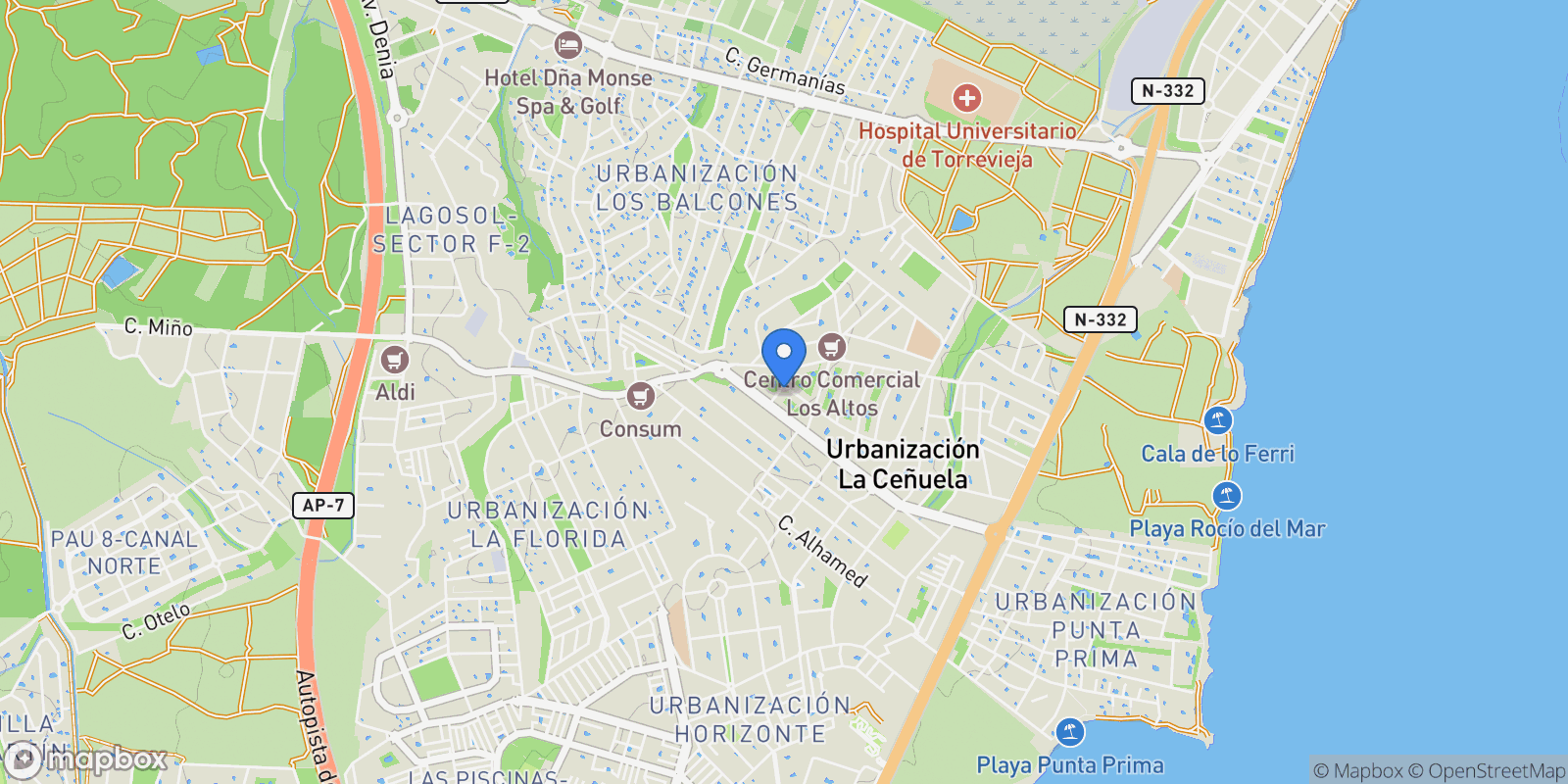 Map showing Torrevieja, Alicante, Torrevieja, Torrevieja, Valencian Community, Spain.