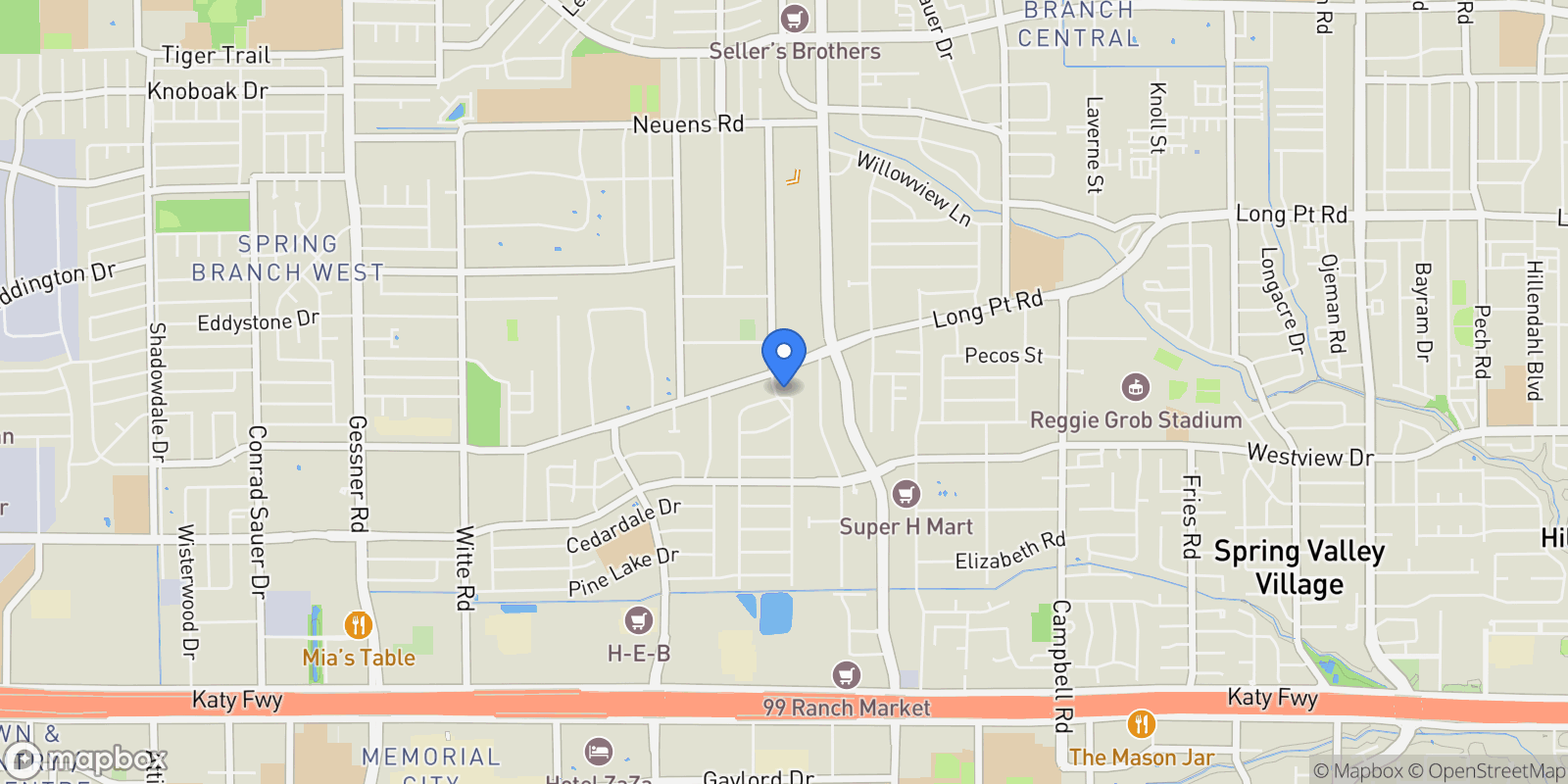 Map showing 1458 Oak Tree Drive, Houston, Texas, United States.