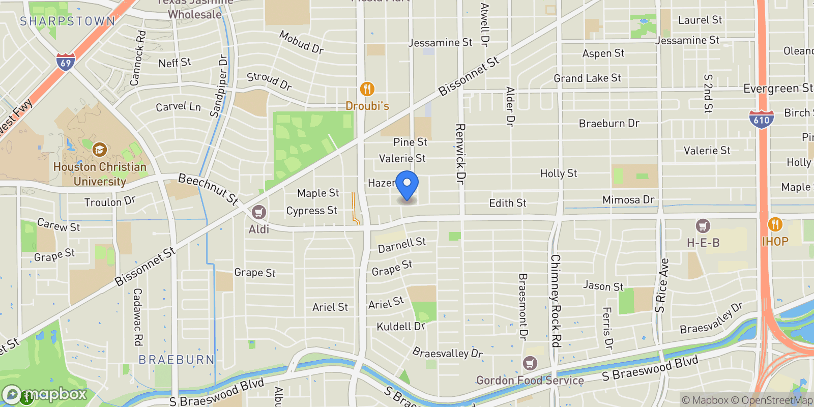 Map showing 5614 Edith, Houston, Texas, United States.