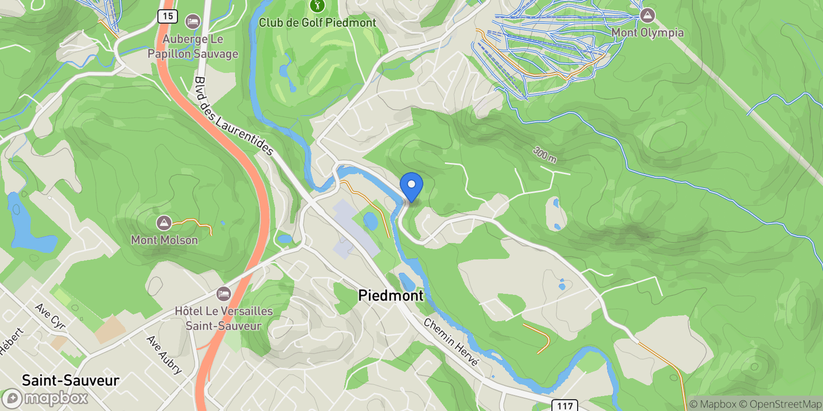 Map showing 709 Ch. de la Rivière, Piedmont, QC J0R1K0, Piedmont, Quebec, Canada.