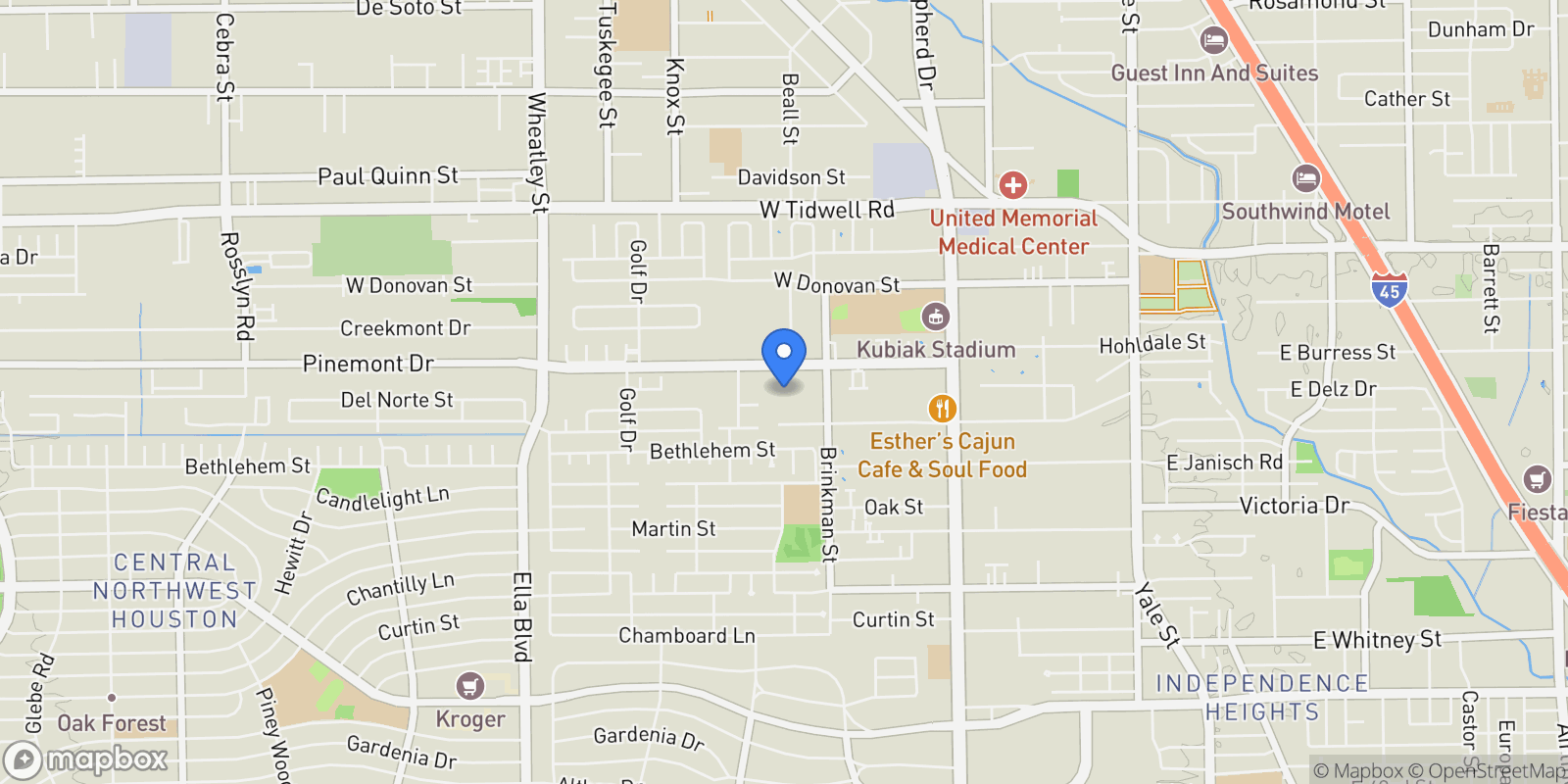 Map showing 927 S Lacey Garden Loop, Houston, Texas, United States.