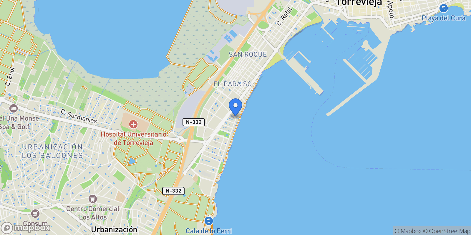 Map showing Torrevieja, Alicante, Torrevieja, Torrevieja, Valencian Community, Spain.