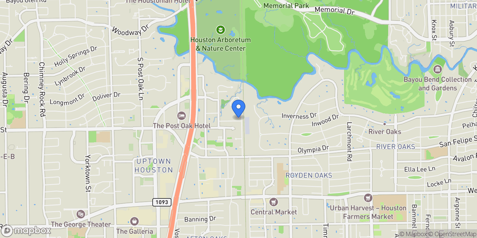 Map showing 2 S Briar Hollow Lane, Houston, Texas, United States.