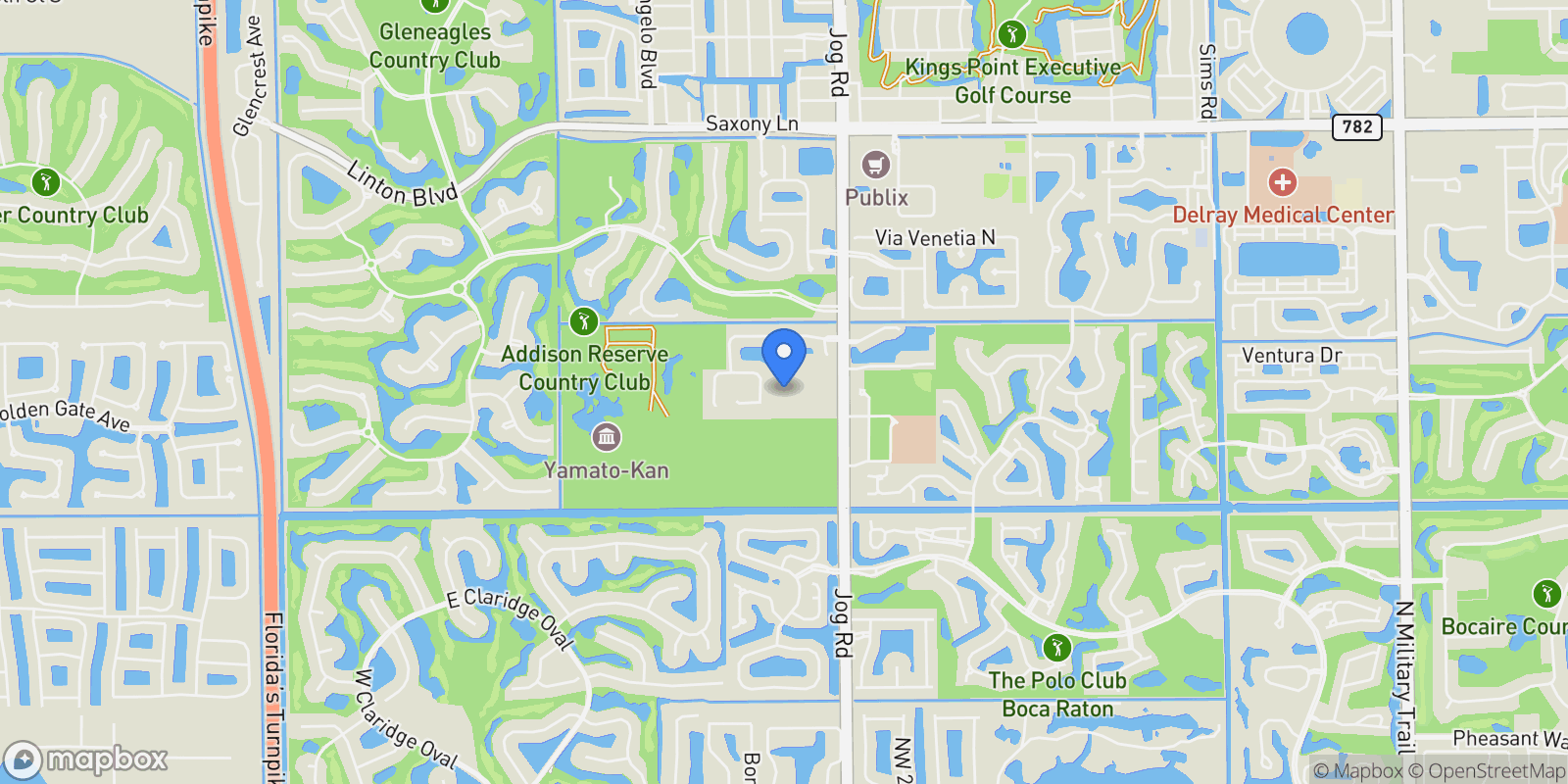 Map showing 16694 Mosaic Place, Delray Beach, Florida, United States.