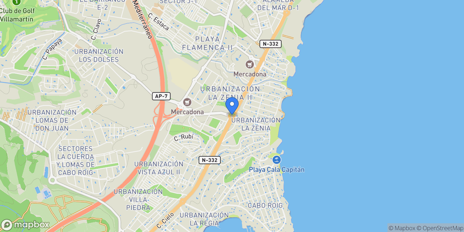 Map showing La Zenia, Alicante, La Zenia, La Zenia, Orihuela, Valencian Community.