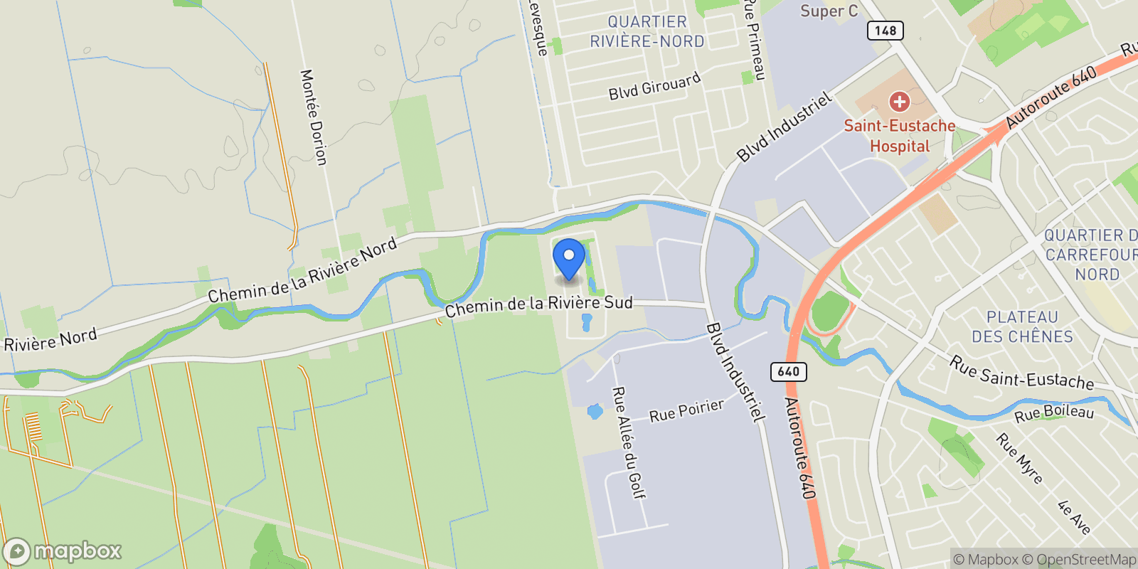 Map showing 212 Rue des Geais-Bleus, Saint-Eustache, QC J7R0E1, Saint-Eustache, Quebec, Canada.