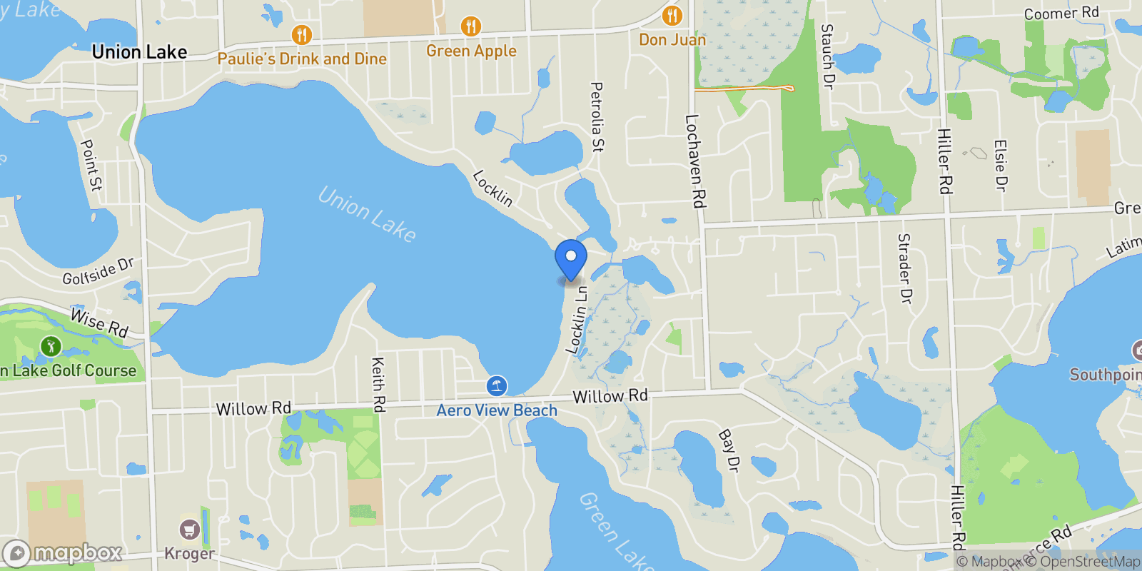Map showing 2236 Locklin Lane, West Bloomfield Charter Township, MI 48324, Orchard Lake Village, Michigan, United States.