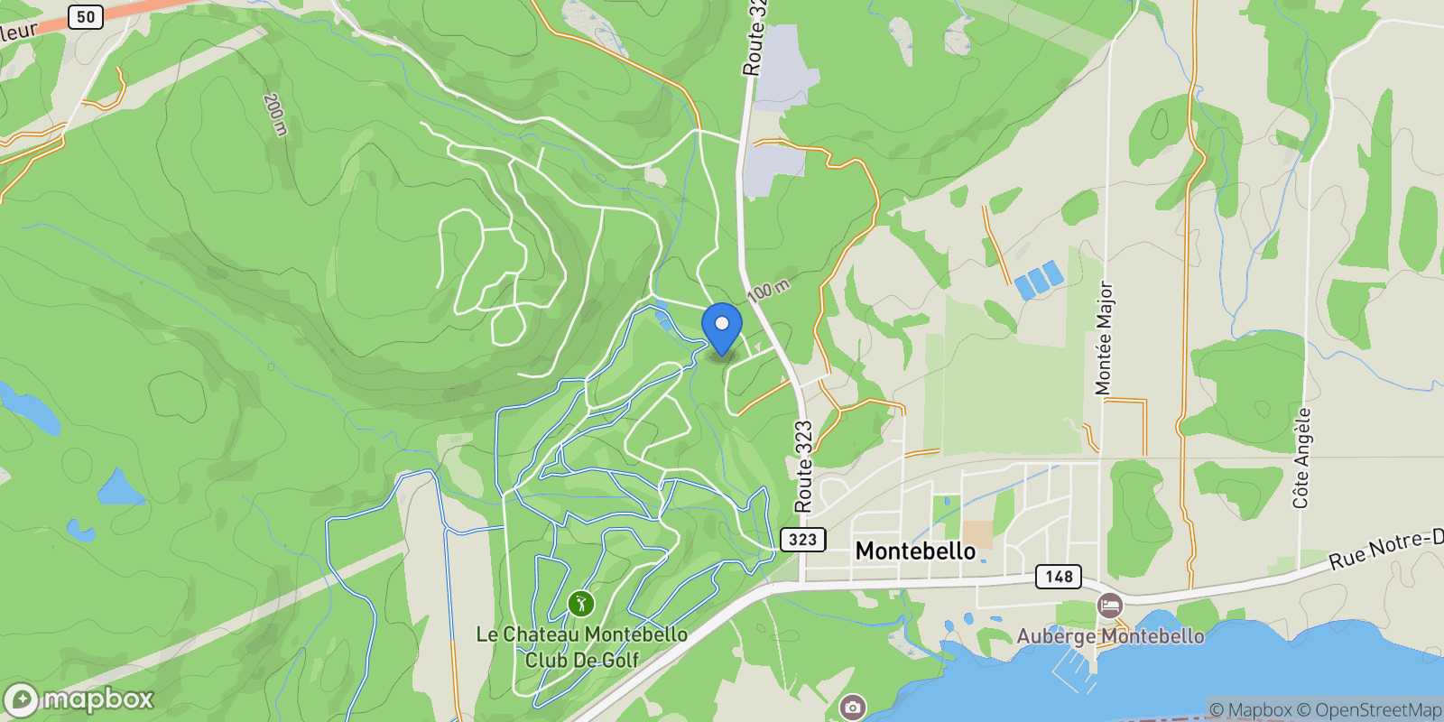 Map showing 110 Ch. Le Roy, Montebello, QC J0V1L0, Montebello, Quebec, Canada.