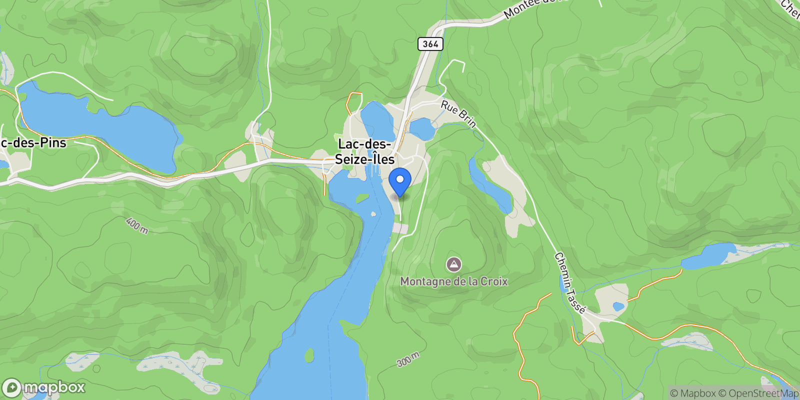 Map showing 74 Rue Lapierre, Lac-des-Seize-Îles, QC J0T2M0, Lac-des-Seize-Îles, Quebec, Canada.