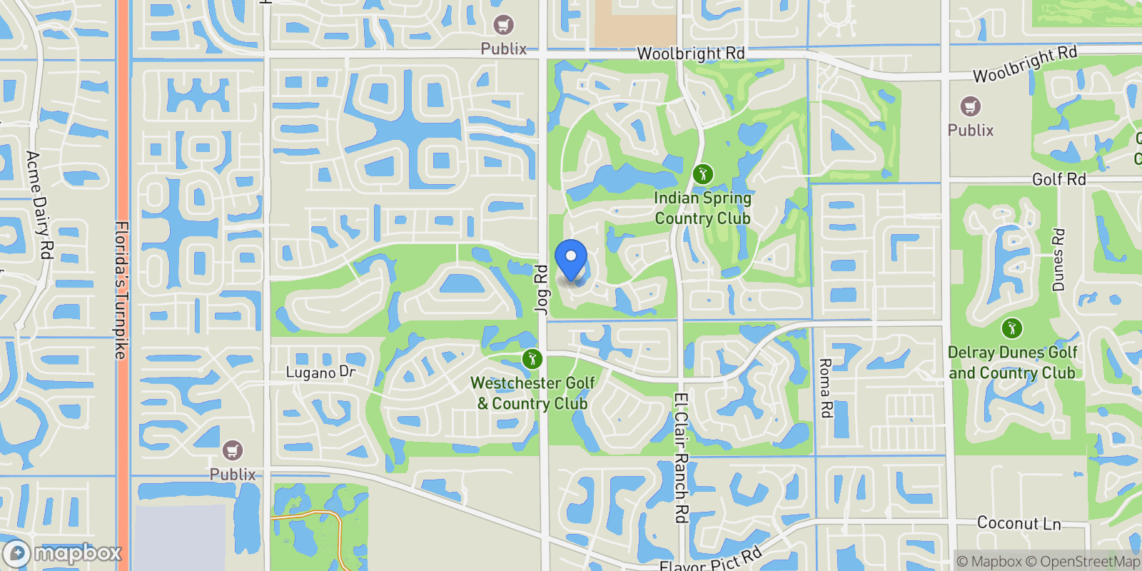 Map showing 11914 Fountainside Circle, Boynton Beach, Florida, United States.