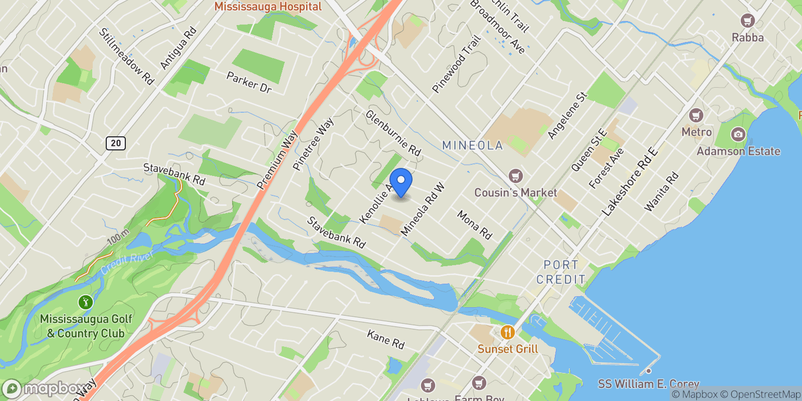 Map showing 1380 Birchwood Heights Dr, Mississauga, ON L5G 2Y2, Canada, Mississauga, Ontario, Canada.