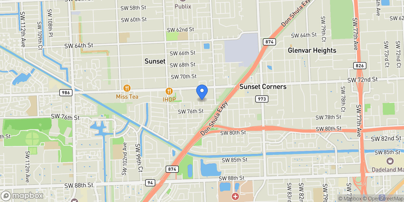 Map showing 7440 SW 93rd Ave, Miami, Florida, United States.