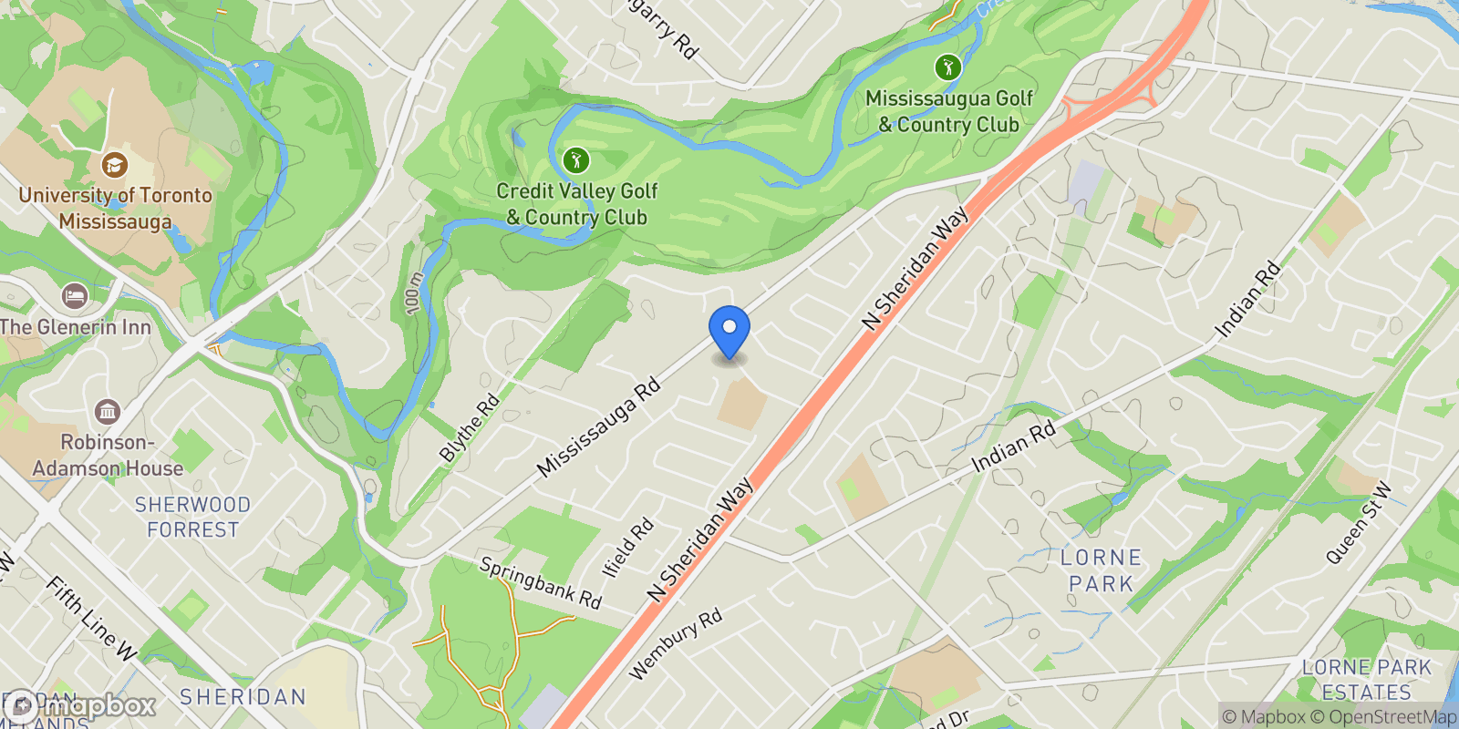 Map showing 2110 Stonehouse Crescent, Mississauga, ON L5H 3J1, Canada, Mississauga, Ontario, Canada.