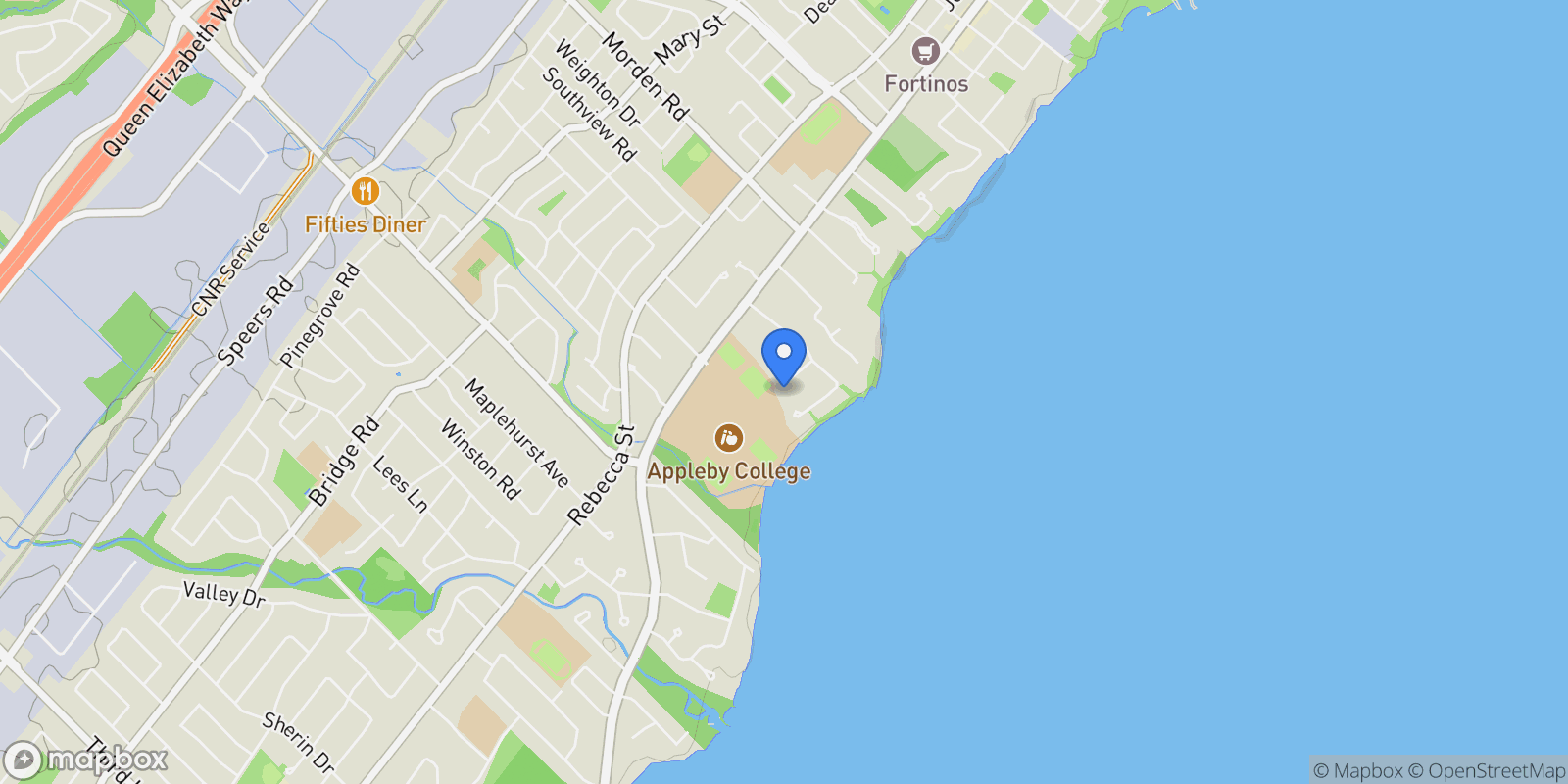 Map showing 34 Birch Hill Ln, Oakville, ON L6K 2N9, Canada, Oakville, Ontario, Canada.