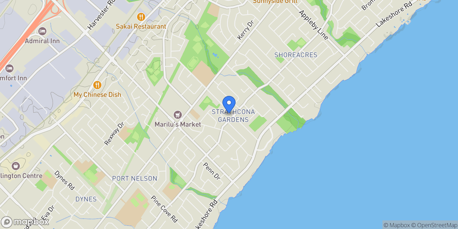 Map showing 334 Belvenia Rd, Burlington, ON L7L 2G6, Canada, Burlington, Ontario, Canada.