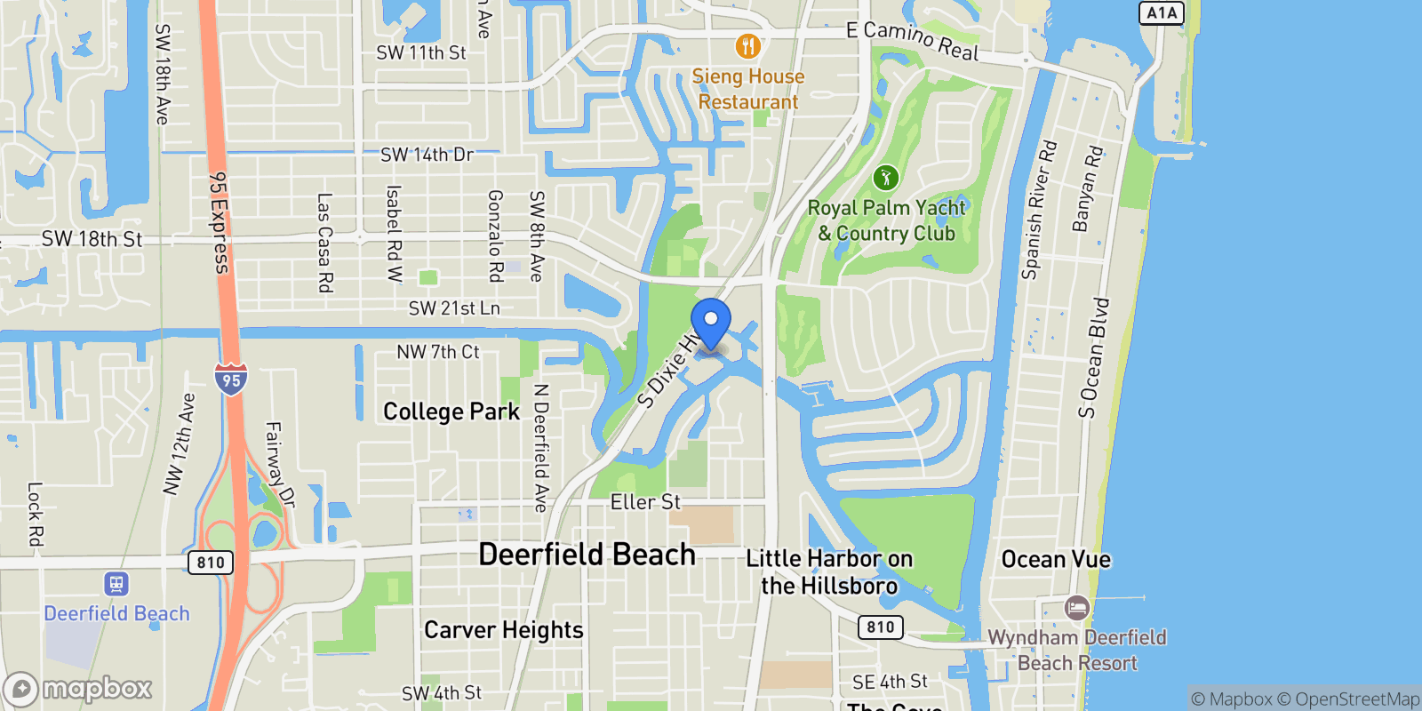 Map showing 17 Royal Palm Way, Boca Raton, Florida, United States.