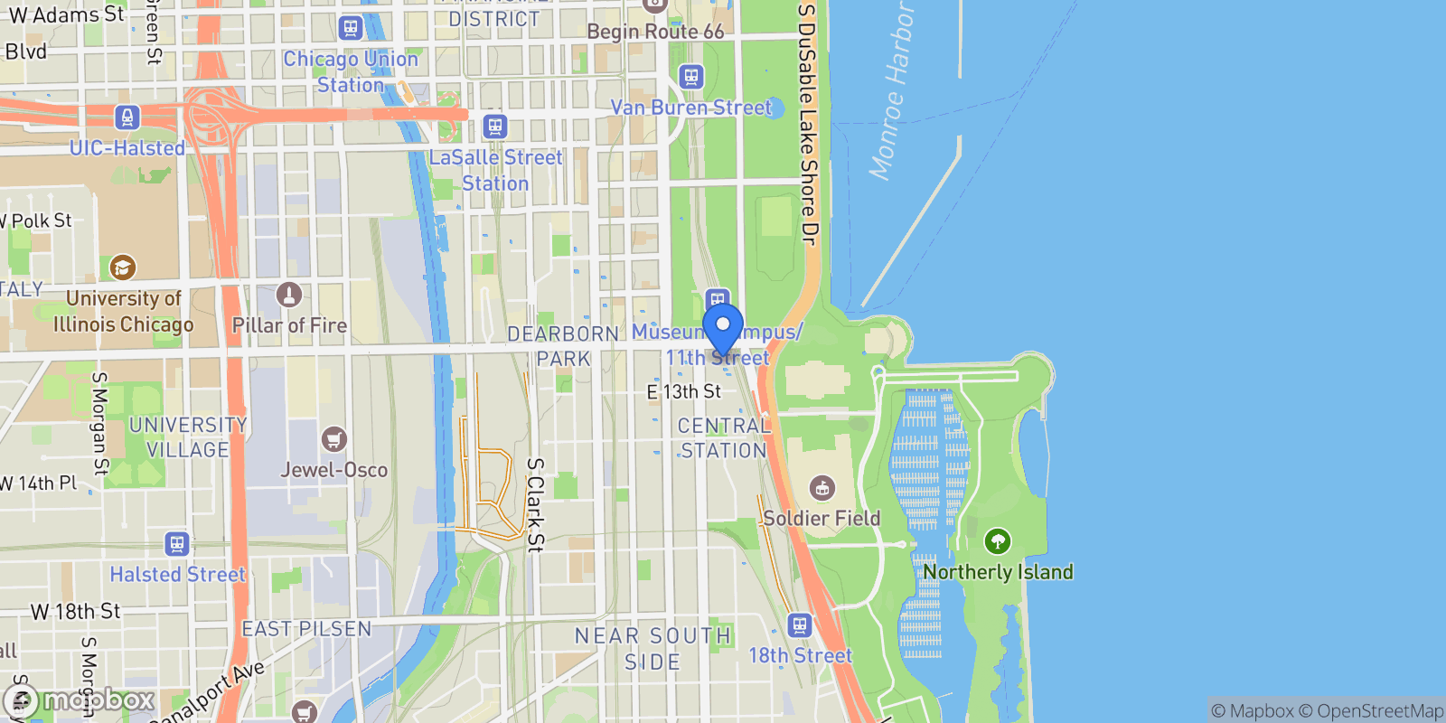 Map showing 1211 S Prairie Avenue Unit# 2905, Chicago, IL 60605, Chicago, Illinois, United States.