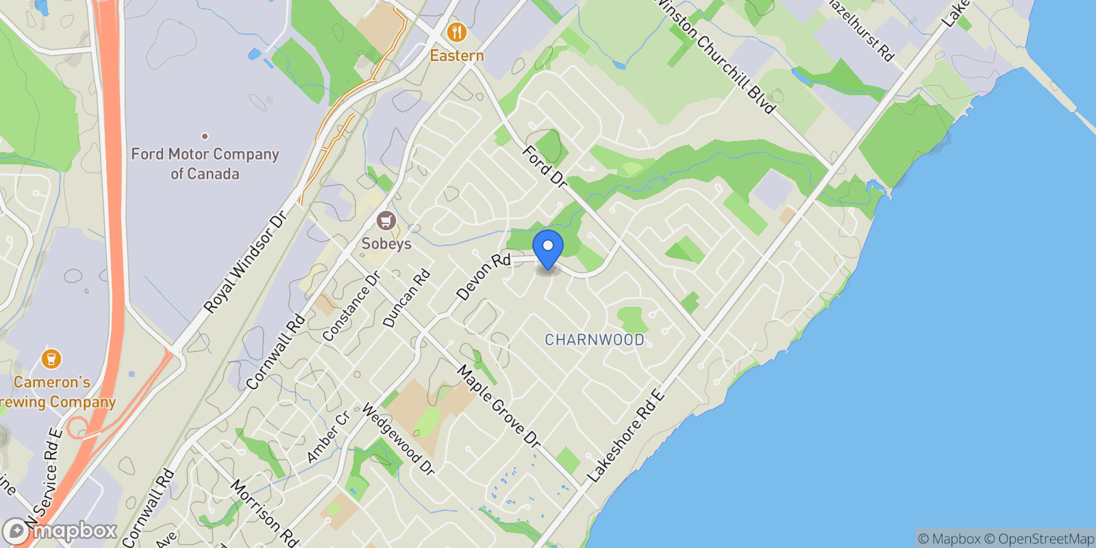 Map showing 319 Beechfield Rd, Oakville, ON L6J 5H9, Canada, Oakville, Ontario, Canada.