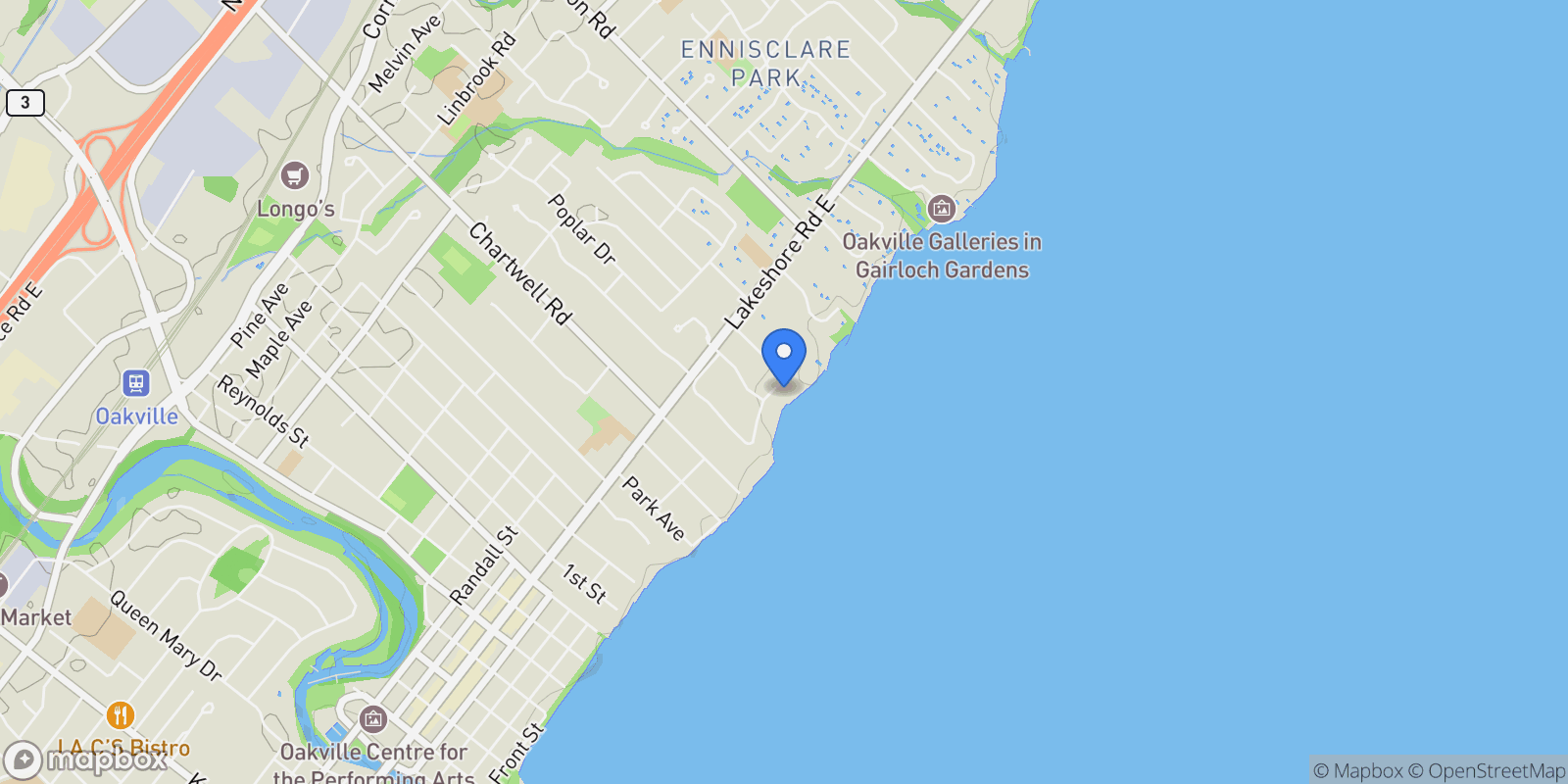 Map showing 1092 Argyle Dr, Oakville, ON L6J 1A7, Canada, Oakville, Ontario, Canada.