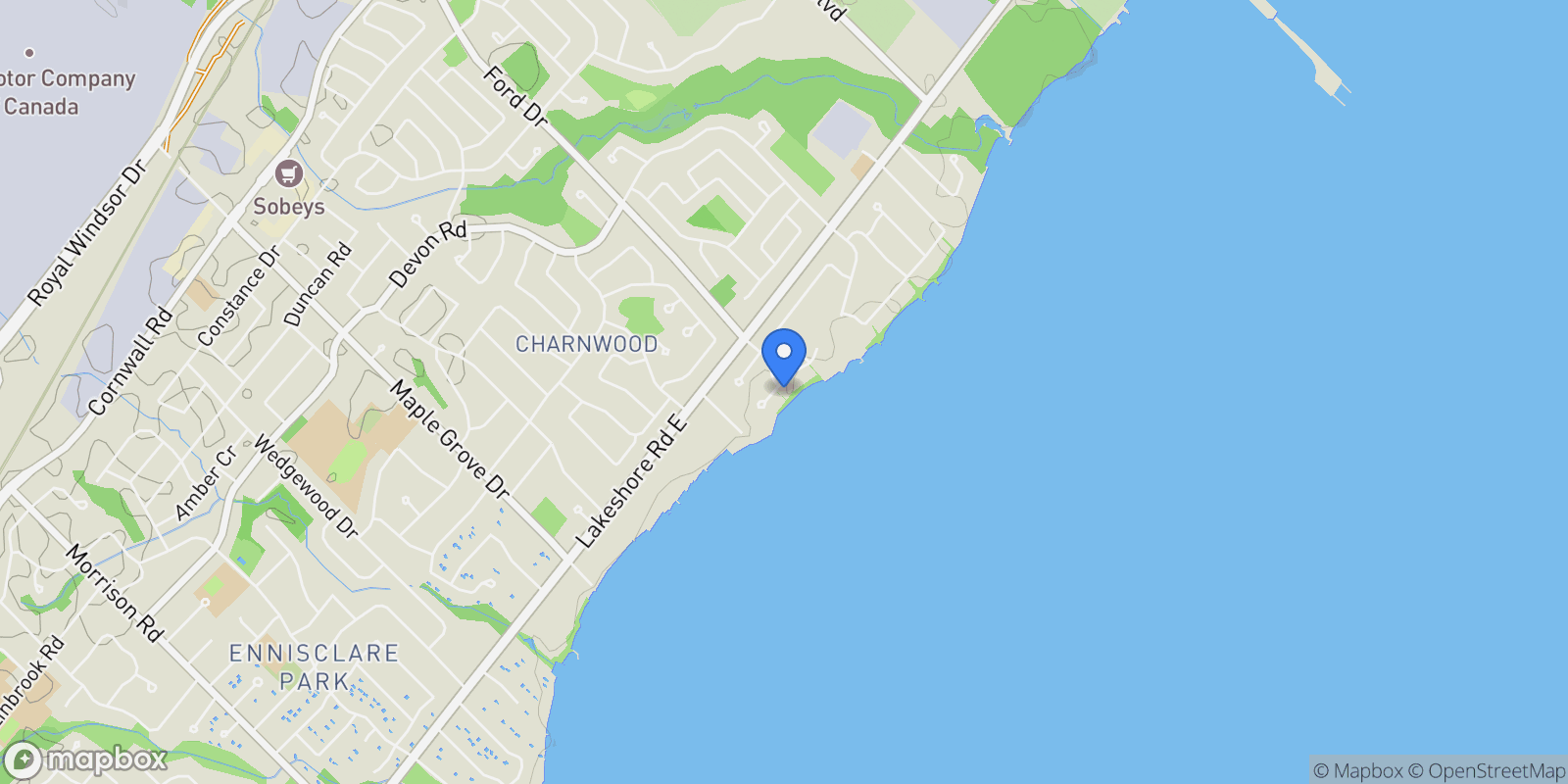 Map showing 2250 Chancery Ln W, Oakville, ON L6J 6A3, Canada, Oakville, Ontario, Canada.