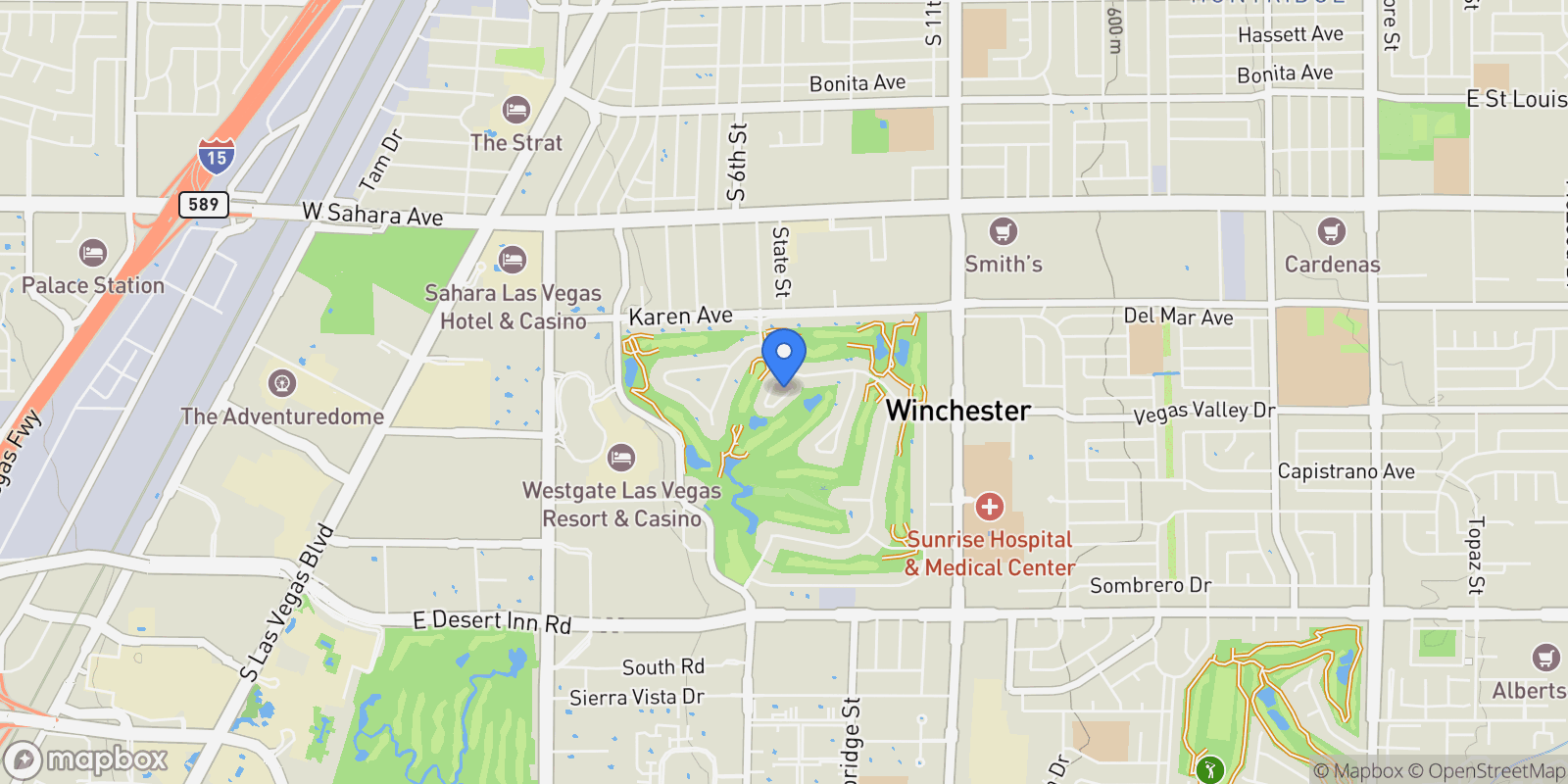 Map showing 2834 Queens Courtyard Drive, Las Vegas, Nevada, United States.