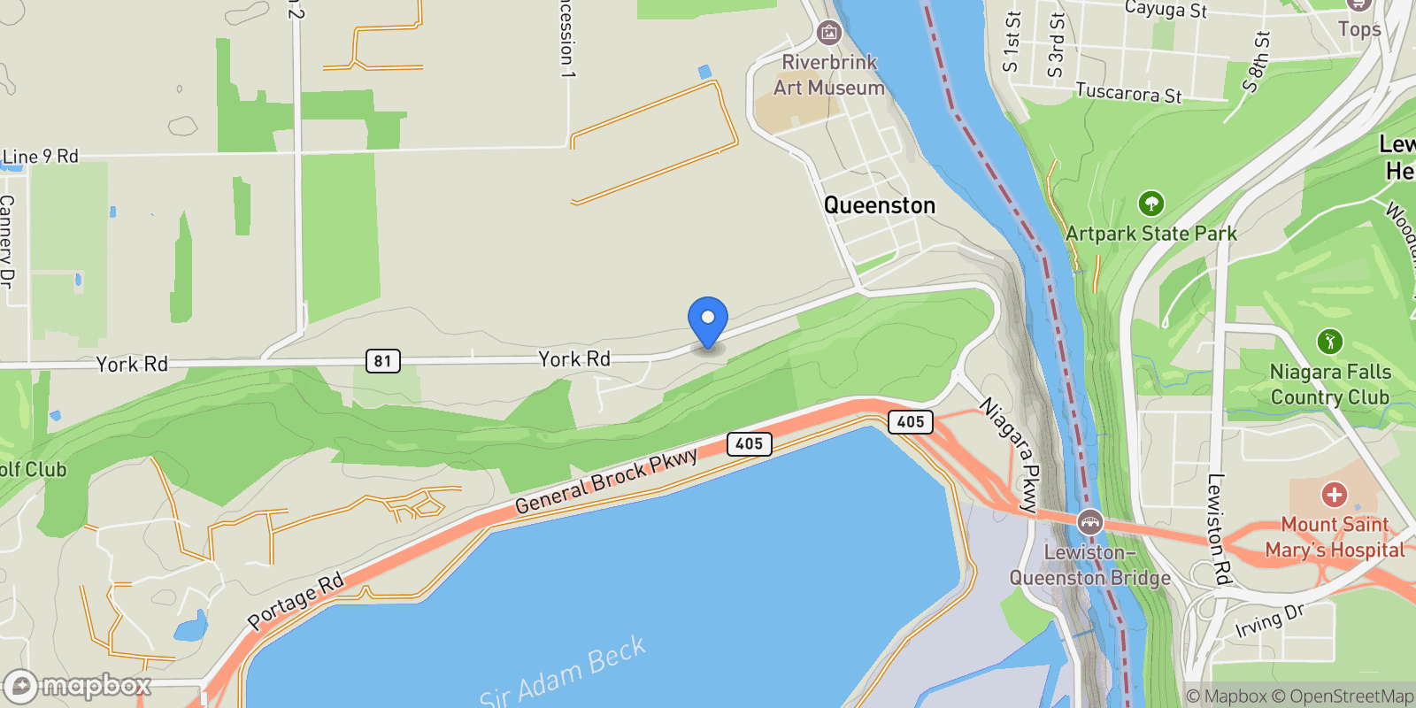 Map showing 2005 York Rd, Niagara-on-the-Lake, ON L0S 1J0, Canada, Niagara-on-the-Lake, Ontario, Canada.