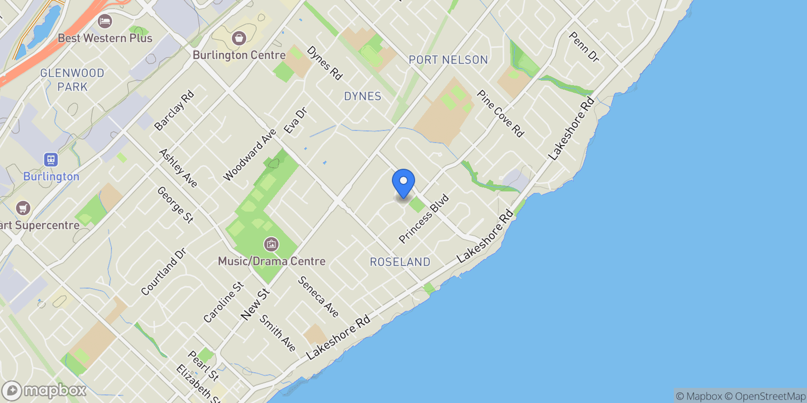 Map showing 347 E Hart Crescent, Burlington, ON L7N 1P8, Canada, Burlington, Ontario, Canada.