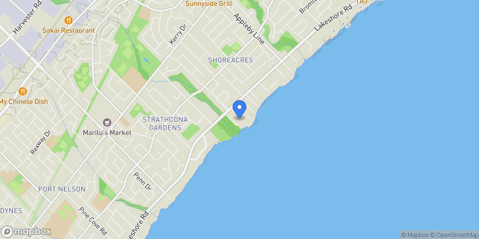 Map showing 135 Secord Ln, Burlington, ON L7L 2H6, Canada, Burlington, Ontario, Canada.