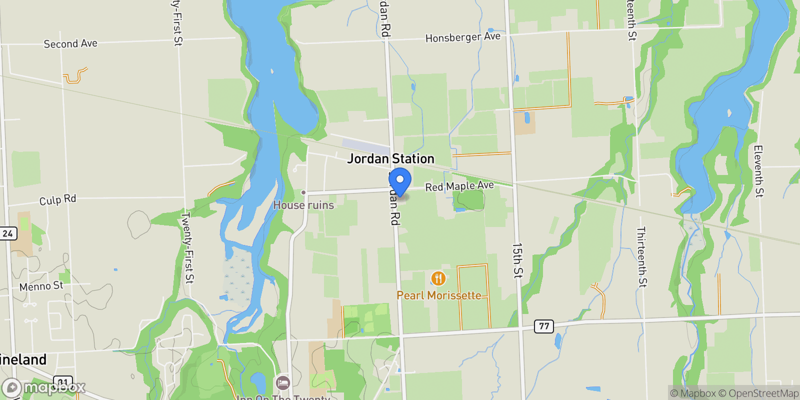 Map showing 4085 Jordan Rd, Jordan Station, ON L0R 1S0, Canada, Lincoln, Ontario, Canada.