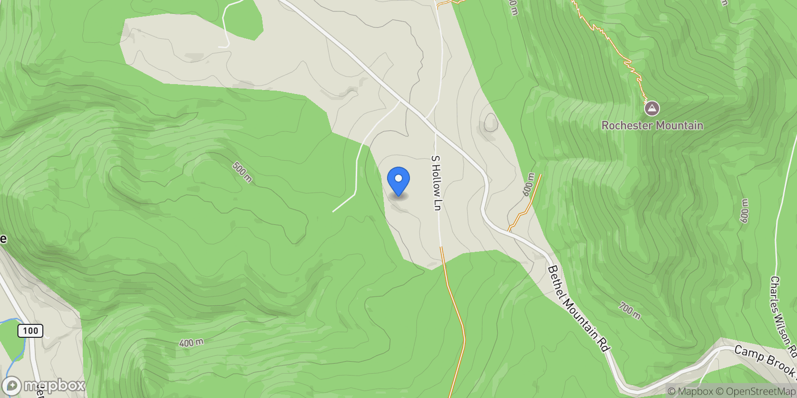 Map showing 238 South Hollow Lane, Rochester, VT 05767, Rochester, Vermont, United States.
